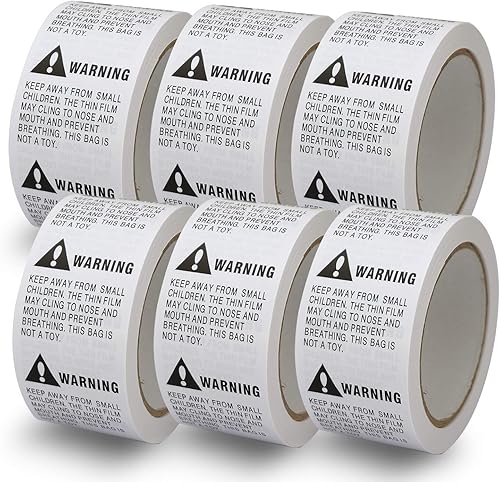 Miniatura 6 de 4 rollos2000 etiquetas, advertencia de asfixia, mantener alejado de los niños pequeños, etiquetas adhesivas extraíbles de 2 x 2 pulgadas
