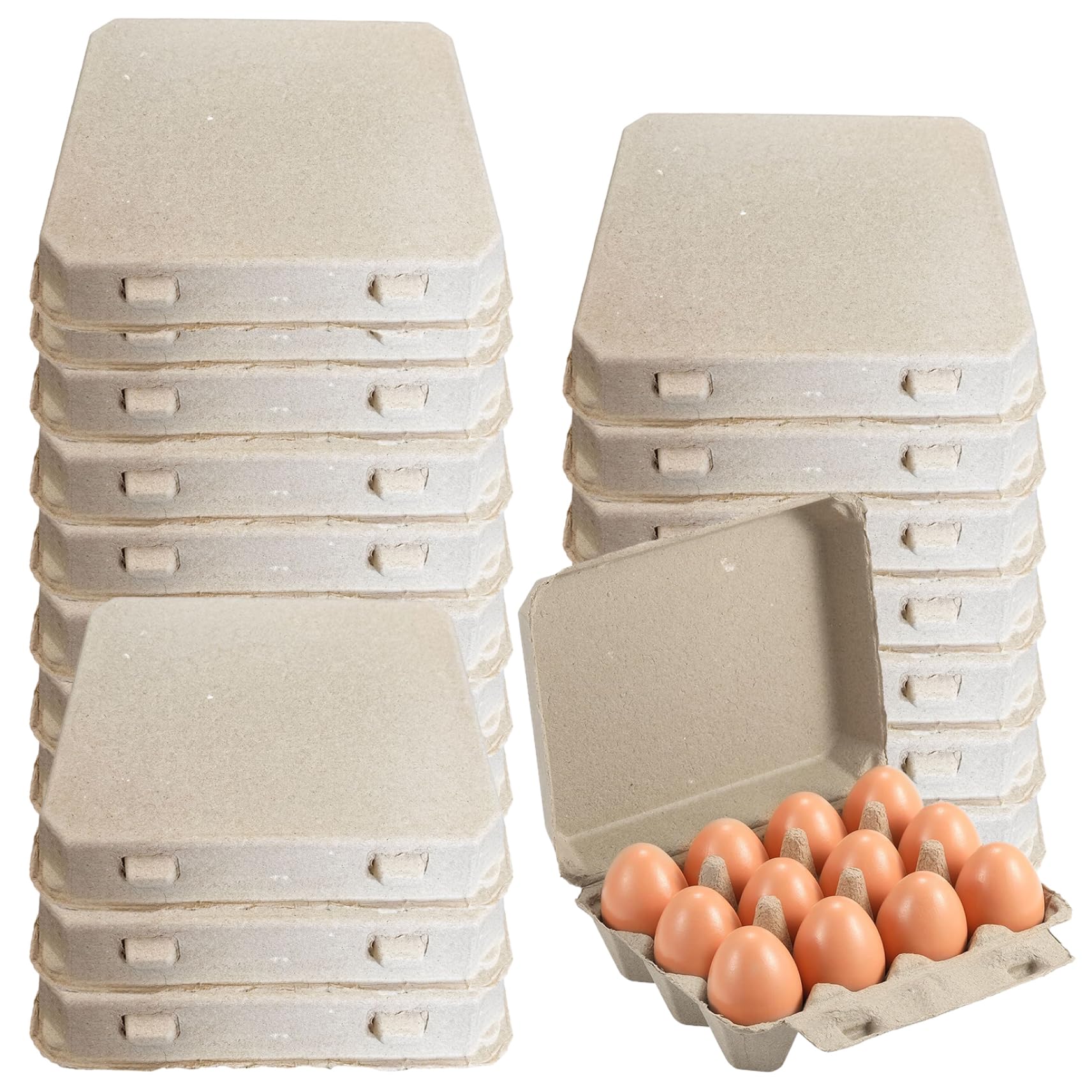 20 Piezas de Huevos orgánicos de 12 conteos cartón de cartón, vajilla de Huevo de Pulpa de Papel 3x4, Huevo de almeja Reutilizable sin Rotura para el Almacenamiento del refrigerador