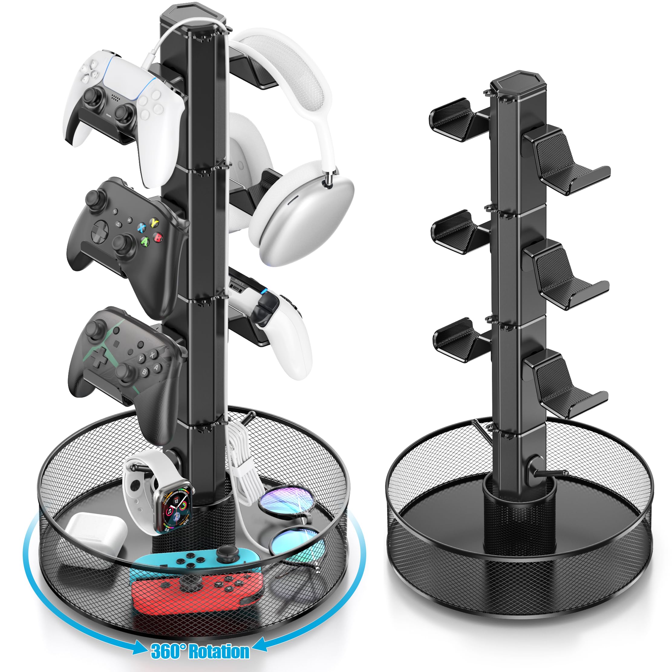 SHUOSUO Porta Controller, Supporto Cuffie, Porta Joystick per Xbox PS5 PS4 Switch, supporto per cuffie con organizzatore, gaming accessori universali scrivania (nero