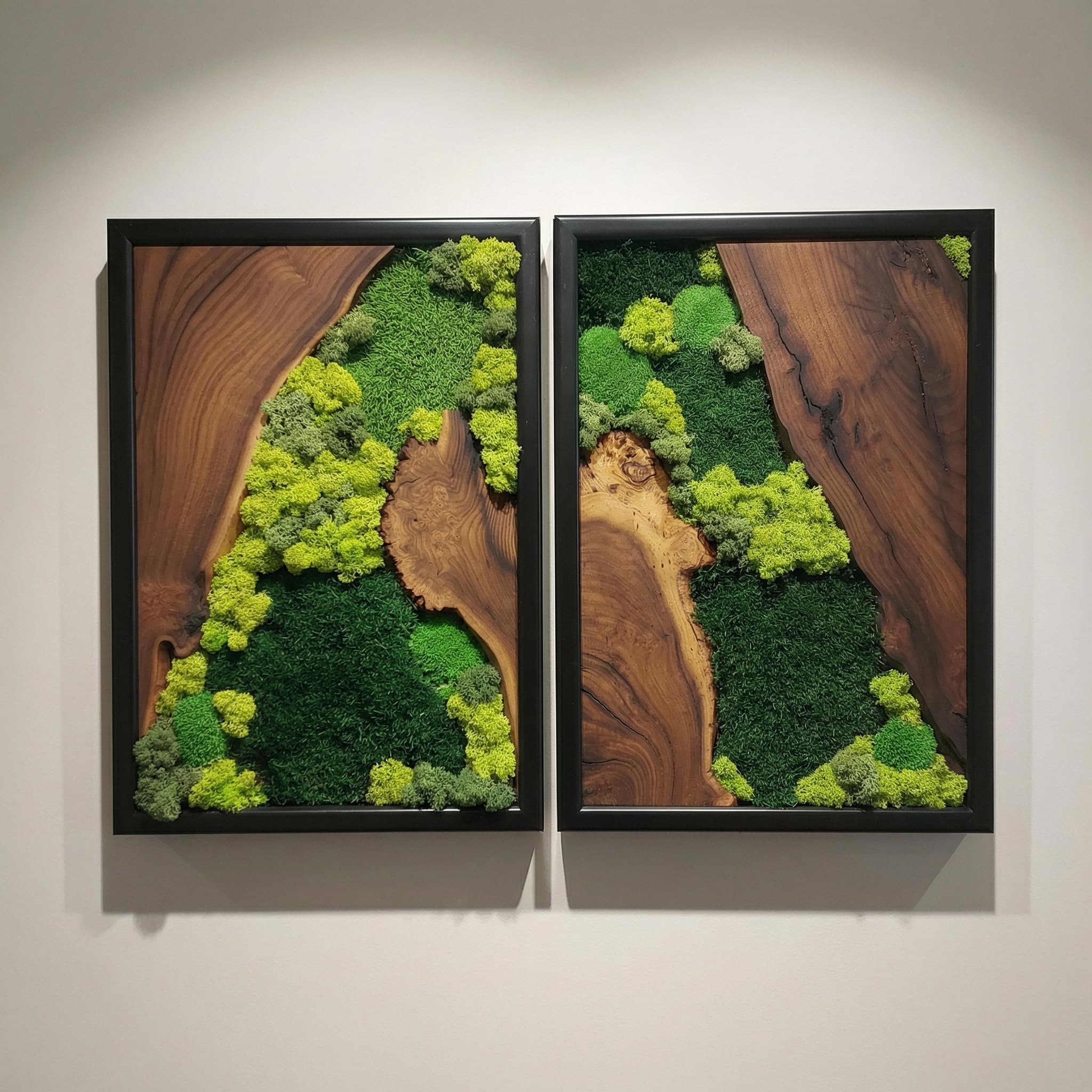 - Moss Wall Decor Preserved Moss Art in Solid Cedar Wood Frame | Natural Wooden Wall Decor for Living Room, Office, Home | Zero Maintenance Gift for Nature Lovers 2 Pieces