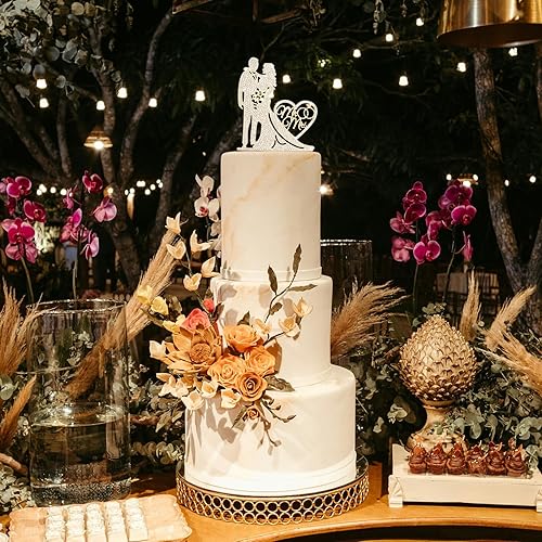 Miniatura 8 de Decoración de pastel de boda con diamantes de imitación de metal para el señor y la señora para boda, novia y novio, despedida de soltera, fiesta de