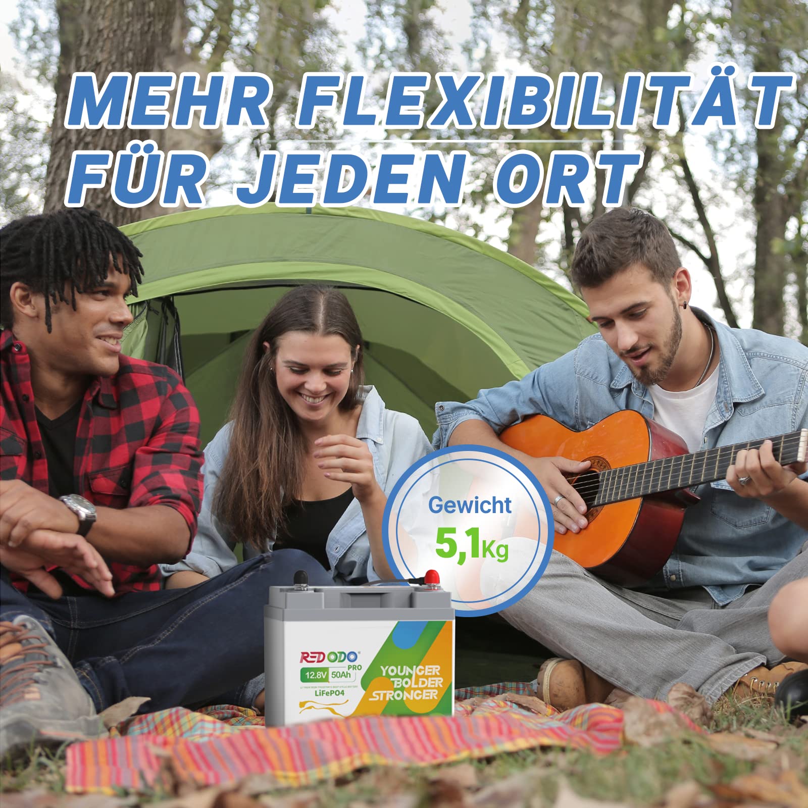 Redodo 12 V 50 Ah Pro LiFePO4 akumulator (2 sztuki) z BMS 50 A, 100% 640 Wh użyteczna energia do samochodów kempingowych, awarii prądu, silnika trollingu, systemu monitoringu, zastosowań