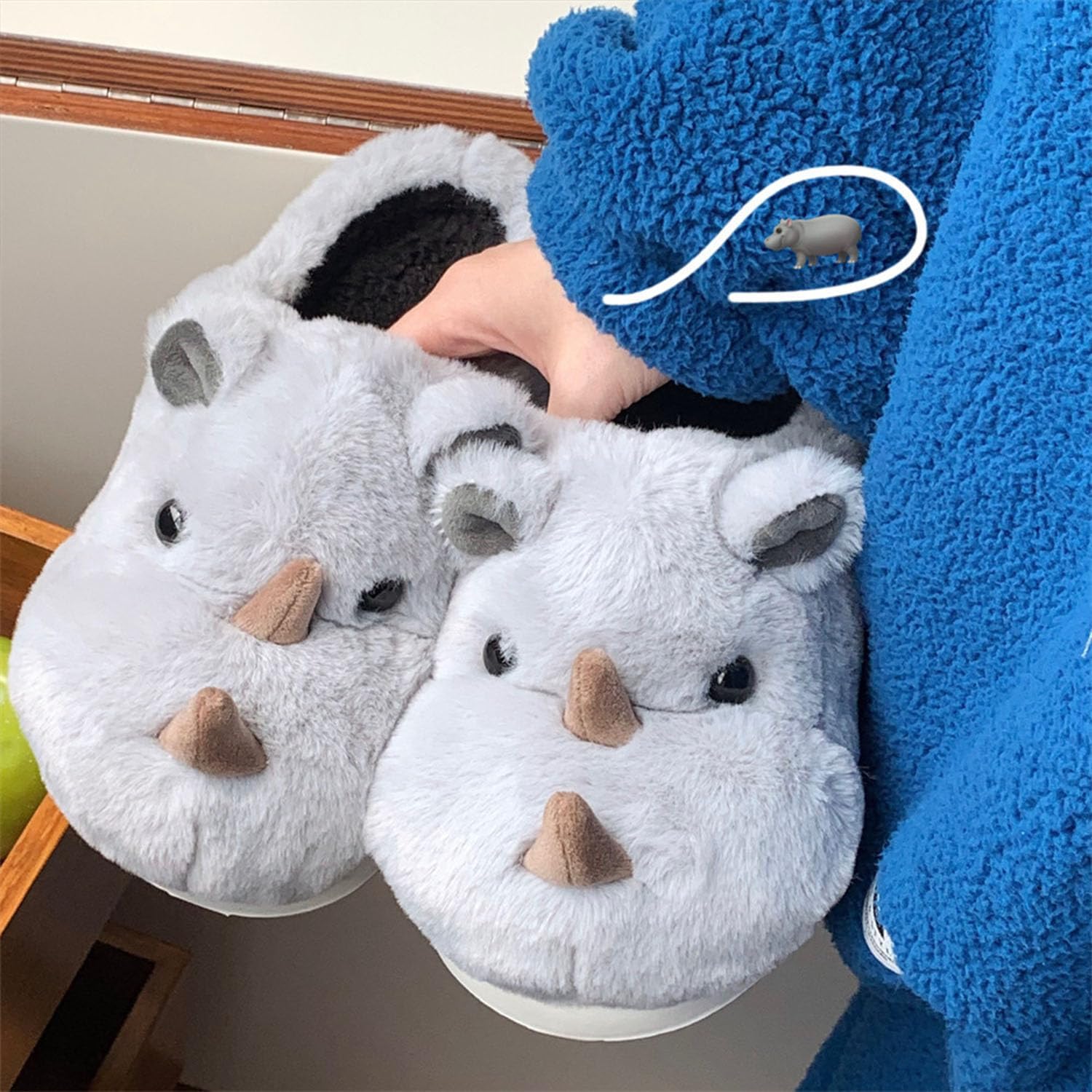 Jfxgjuv Sloth Slippers, Frog Slippers for Women Men Cute Fluffy Animal Slipper, Funny Fuzzy Slides Soft Comfy Memory Foam Indoor Outdoor House Shoes - Image 4