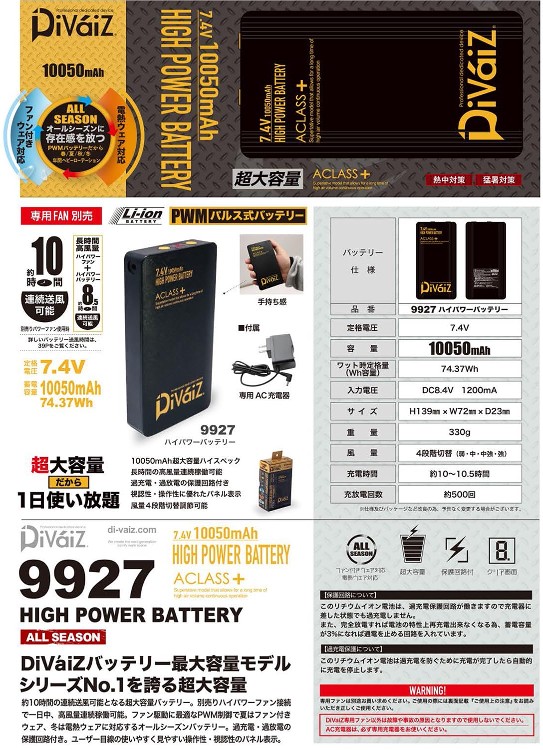 Amazon.co.jp: 中国産業 DiVaiZ ファン付きウェア用バッテリー 9927