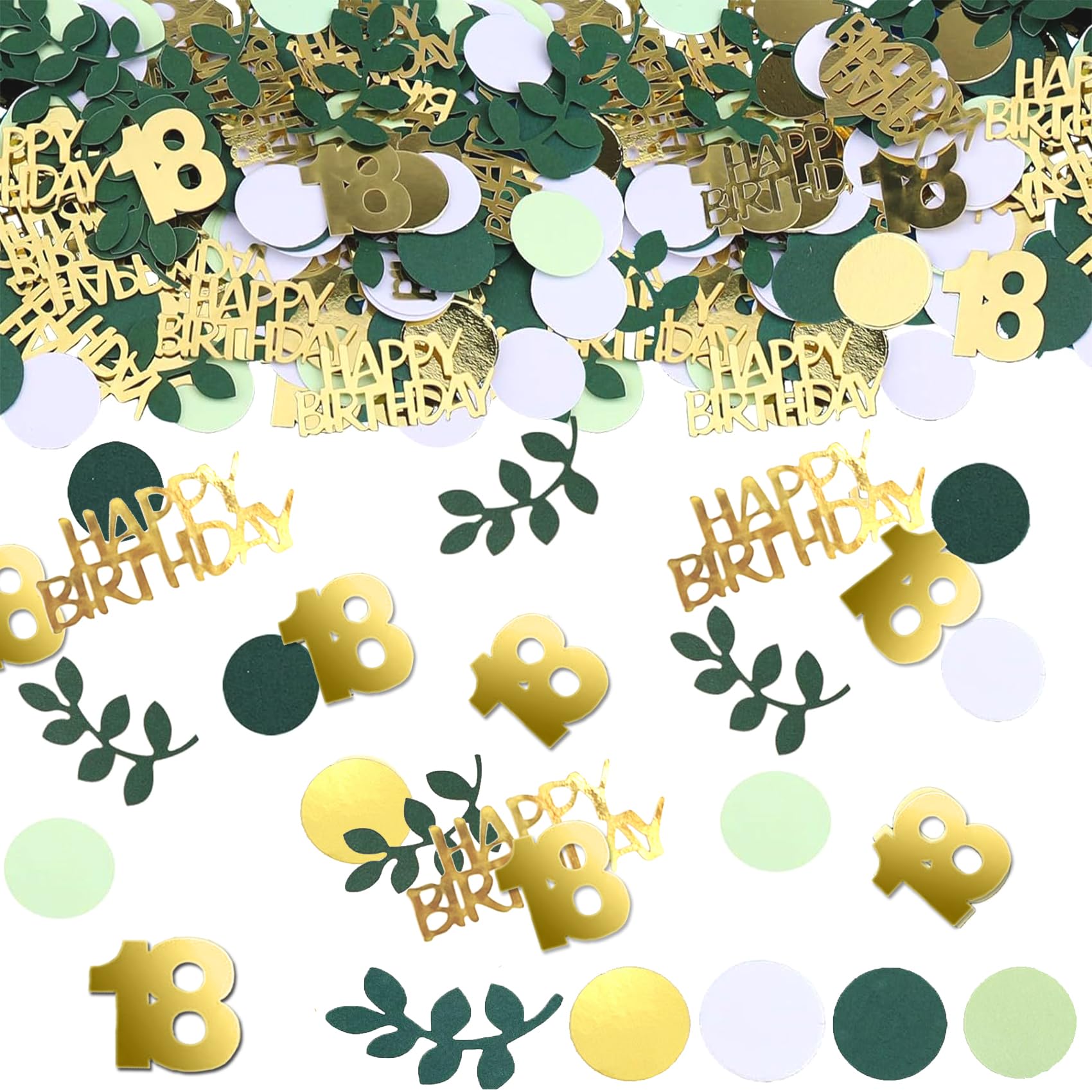 SHUBEIEUMI 100 Pieces 18st Birthday Confetti, 18st Birthday Confetti Foil Metallic Glitz Table Scatter Sprinkles, Leaf Party Table Decoration, for 18st Birthday Party, 18st Anniversary
