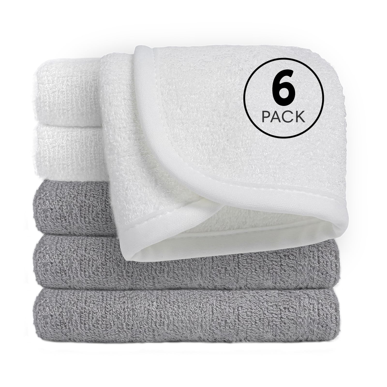 Reusable Organic Baby Washcloths Set: 6 Packs 10 * 10 Ultra Soft Wash Cloth Viscose from Bamboo Absorbent Infant Newborn Bath Face Towel Gentle for