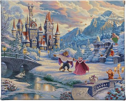 Thomas Kinkade Studios Beauty and the Beasts Winter Enchantment Art Prints | Gallery Canvas Art | Frameless Room Wall Art | Certificate of Authenticity Included, 8" x 10"