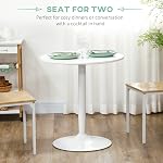 HOMCOM 28" Round Dining Table for 2-4 People, Modern Tulip Kitchen Table with Steel Pedestal Base for Small Space, Dining Room, White