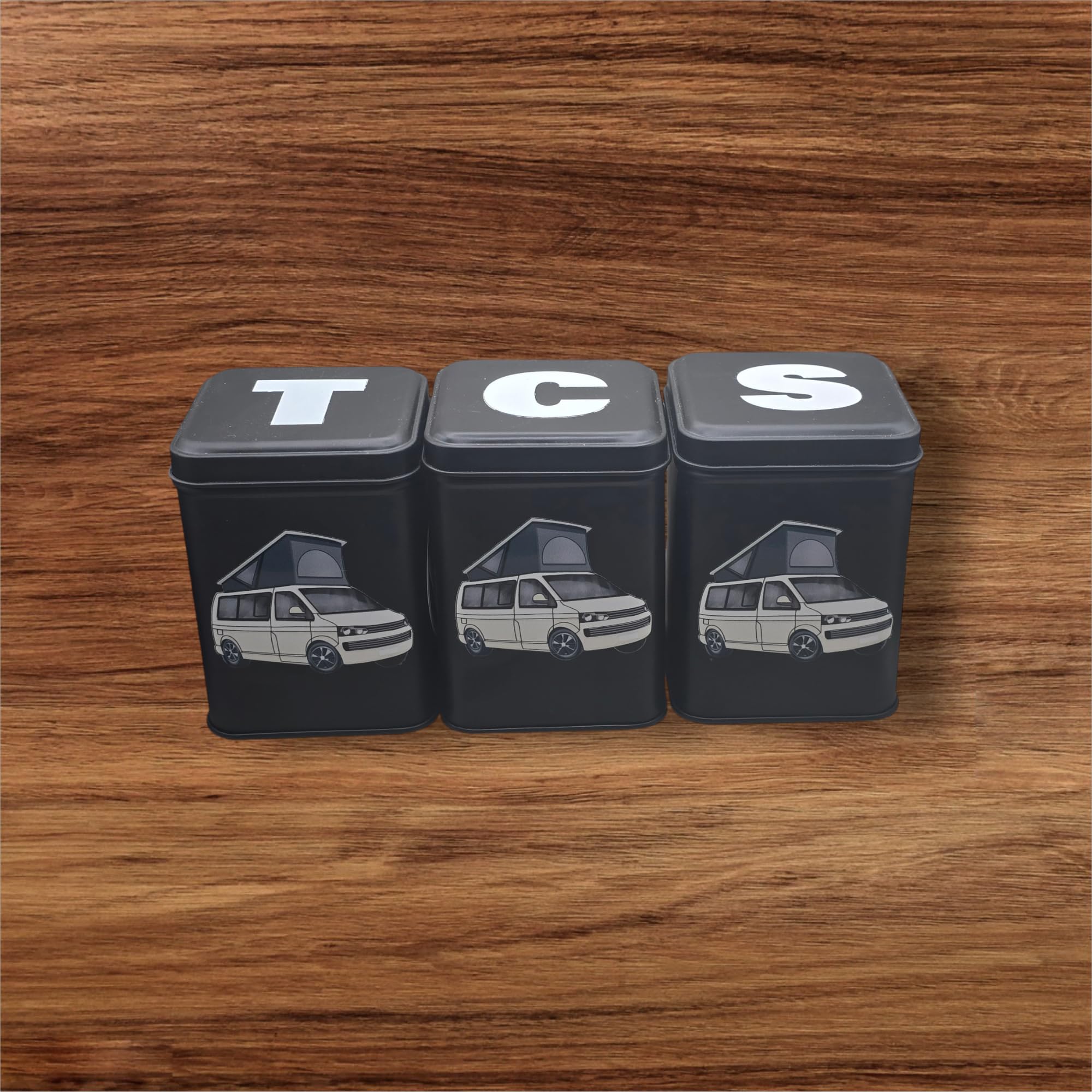 Veedub Campervan storage tins cannisters tea coffee sugar RV Camper van (BLUE2)
