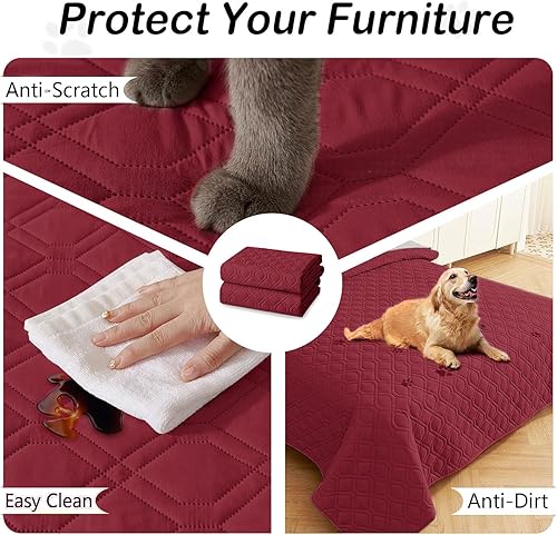 Miniatura 81 de hyha Manta de cama impermeable para perro, mantas suaves para mascotas, funda de sofá impermeable para perros, fundas reversibles lavables para