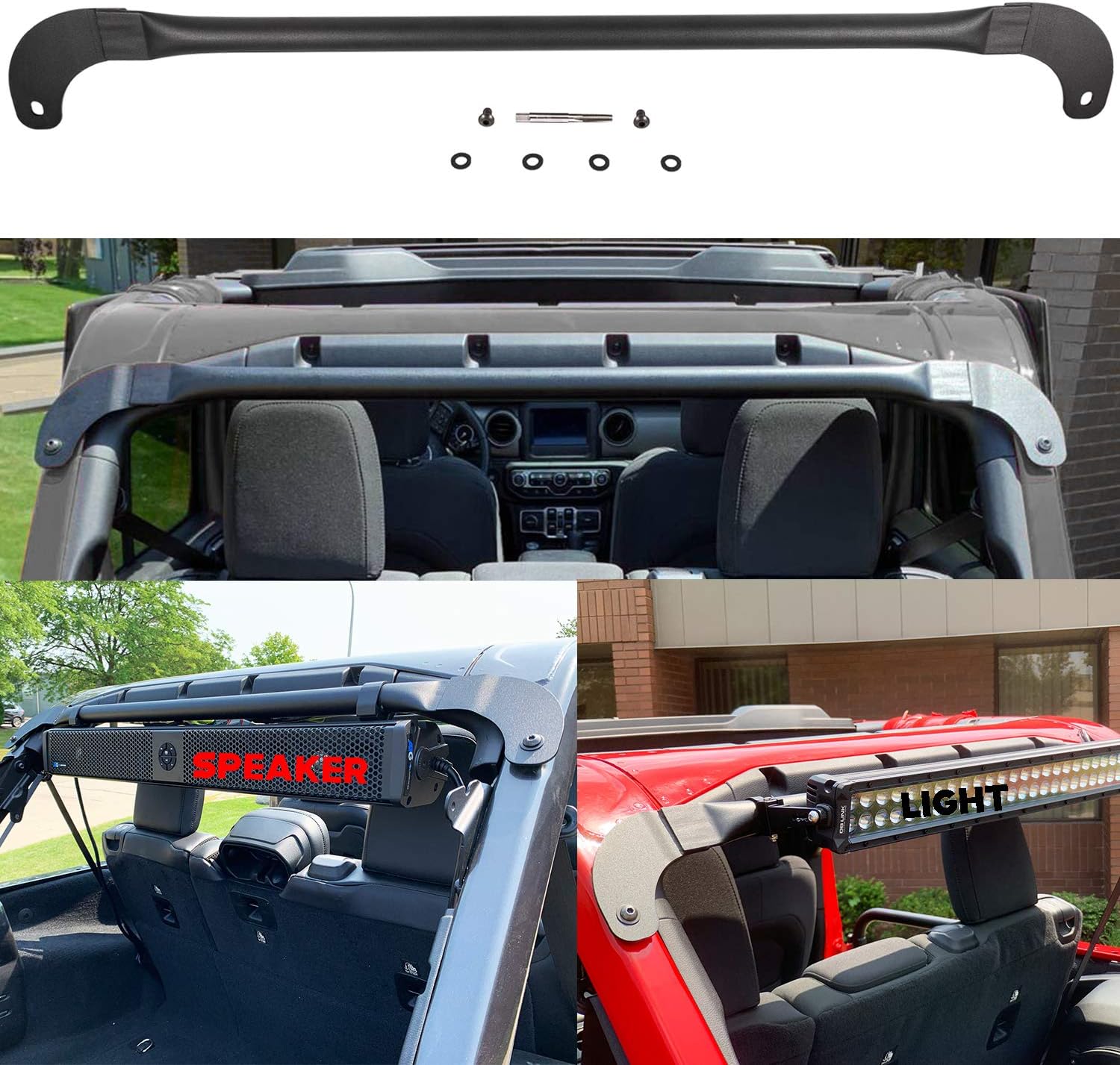 Roll Cage Light/Speaker Mount Trunk Bar for 2018-2025 Jeep Wrangler JL Unlimited 4-Door ONLY
