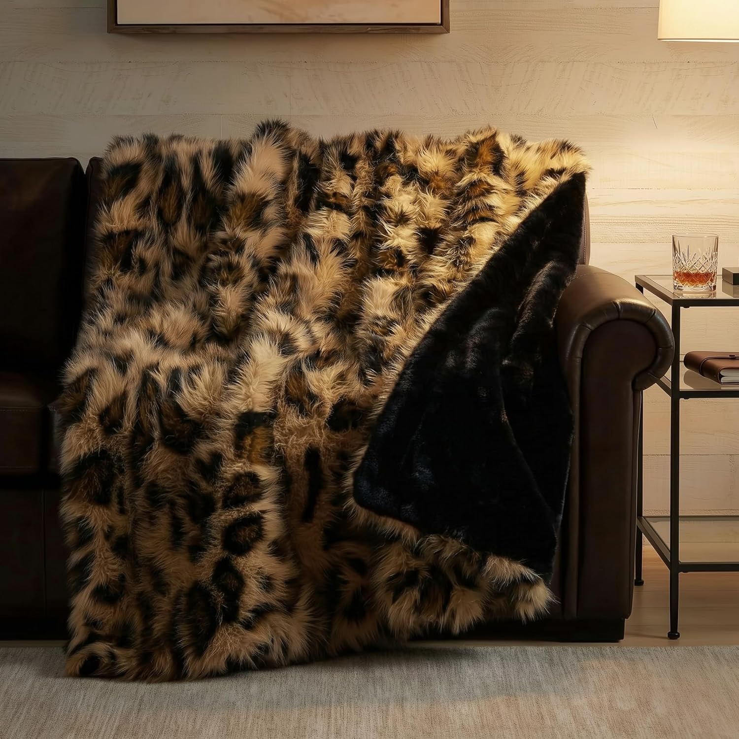 Hyde Lane Faux Fur Throw Blanket, Luxury Fluffy Leopard Blankets for Home Couch Sofa, Fuzzy Plush Animal Coat Color Throws for Decoration, Gift for Women, 50x60
