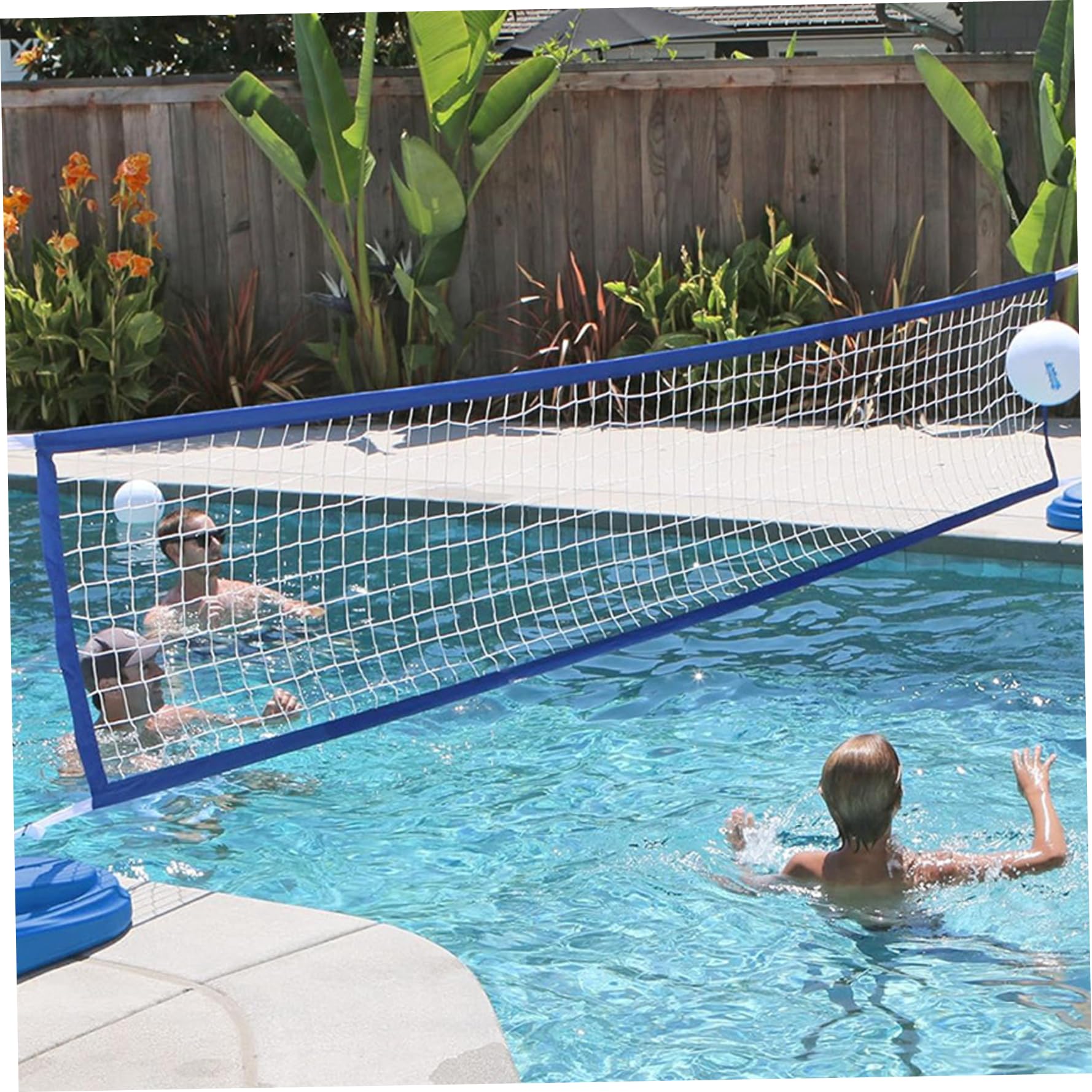Filet de Volleyball de Piscine 15 × 3 Pieds avec Sac Portable, Jeux d'eau Extérieur