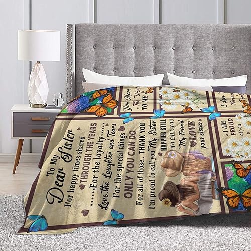Miniatura 4 de Manta de regalo para hermana, regalos de cumpleaños para hermana, manta de mariposa para hermana, mujeres, mejores amigas, manta suave para sofá o