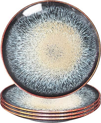 Miniatura 10 de Platos llanos de porcelana para postre, juego de 4, para plato principal, carne, pan, risotto, ensalada, pasta, microondas y lavavajillas,