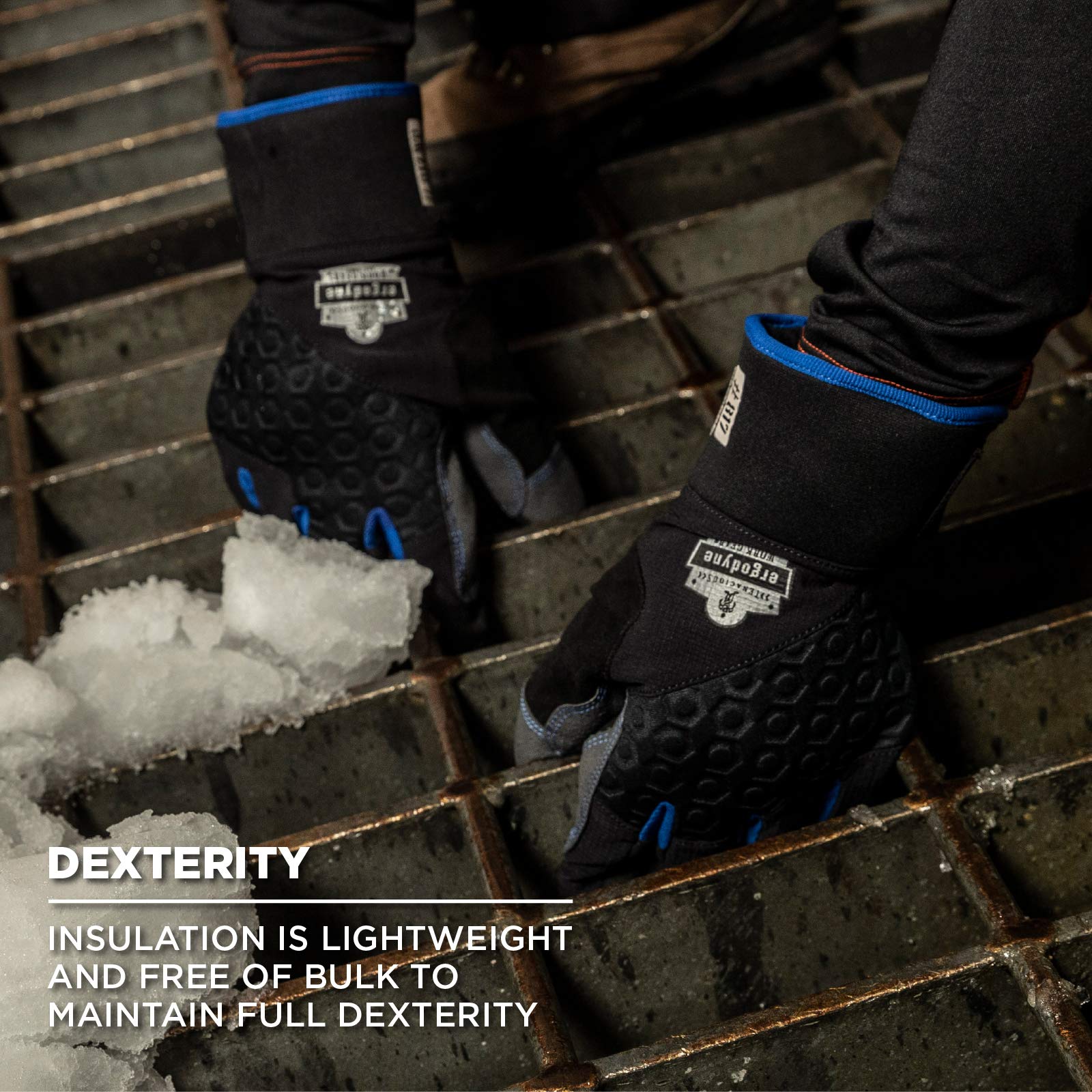 Ergodyne ProFlex 817 Guantes de trabajo térmicos de invierno con palmas reforzadas, color negro, S