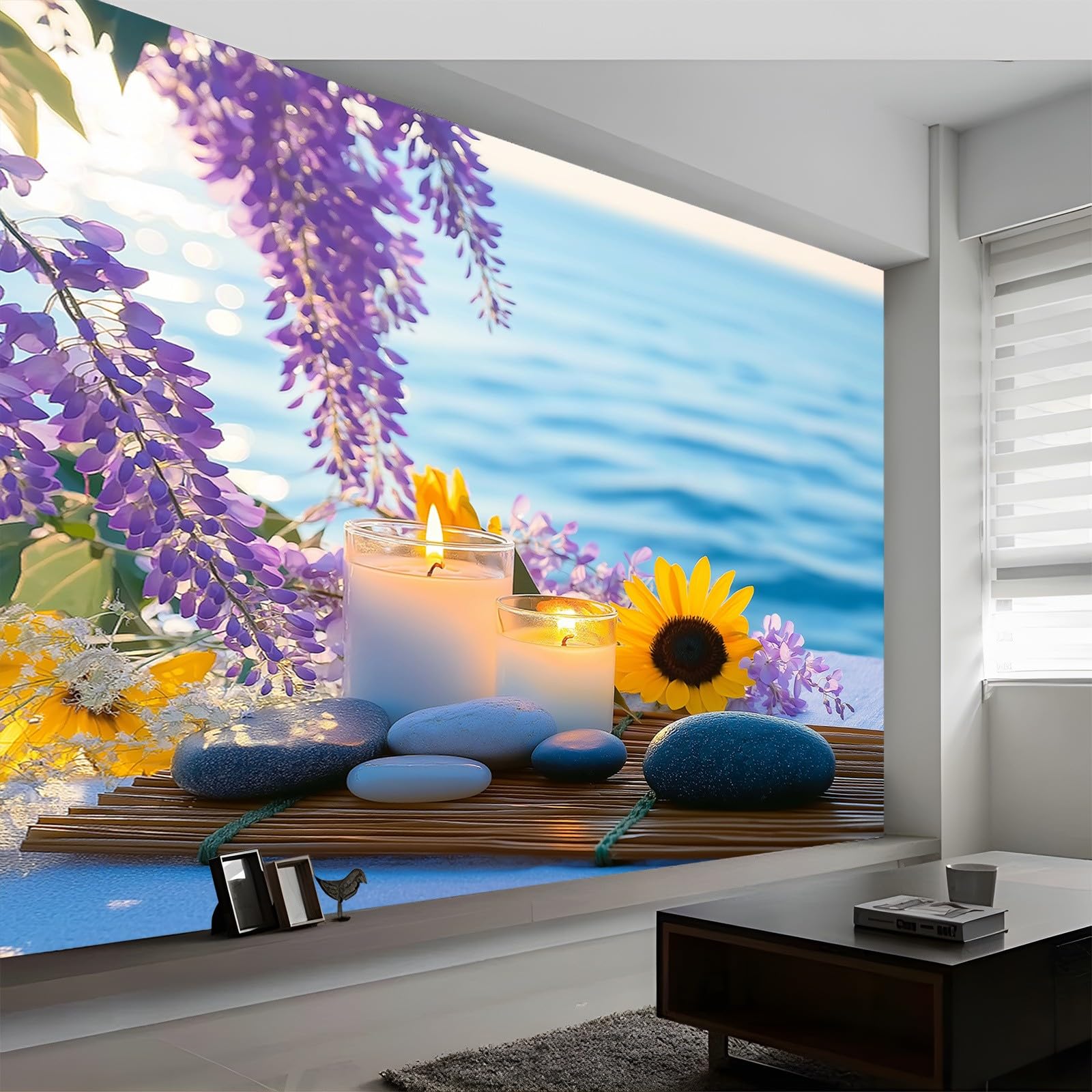 Carta da Parati Fotografica Candela Artistica Per La Meditazione, Meditazione Arte Murales Fotografici, Carta da Parati per Soggiorno 250 x 175 cm (L x A), Decorazione da Parete per Camera da Letto