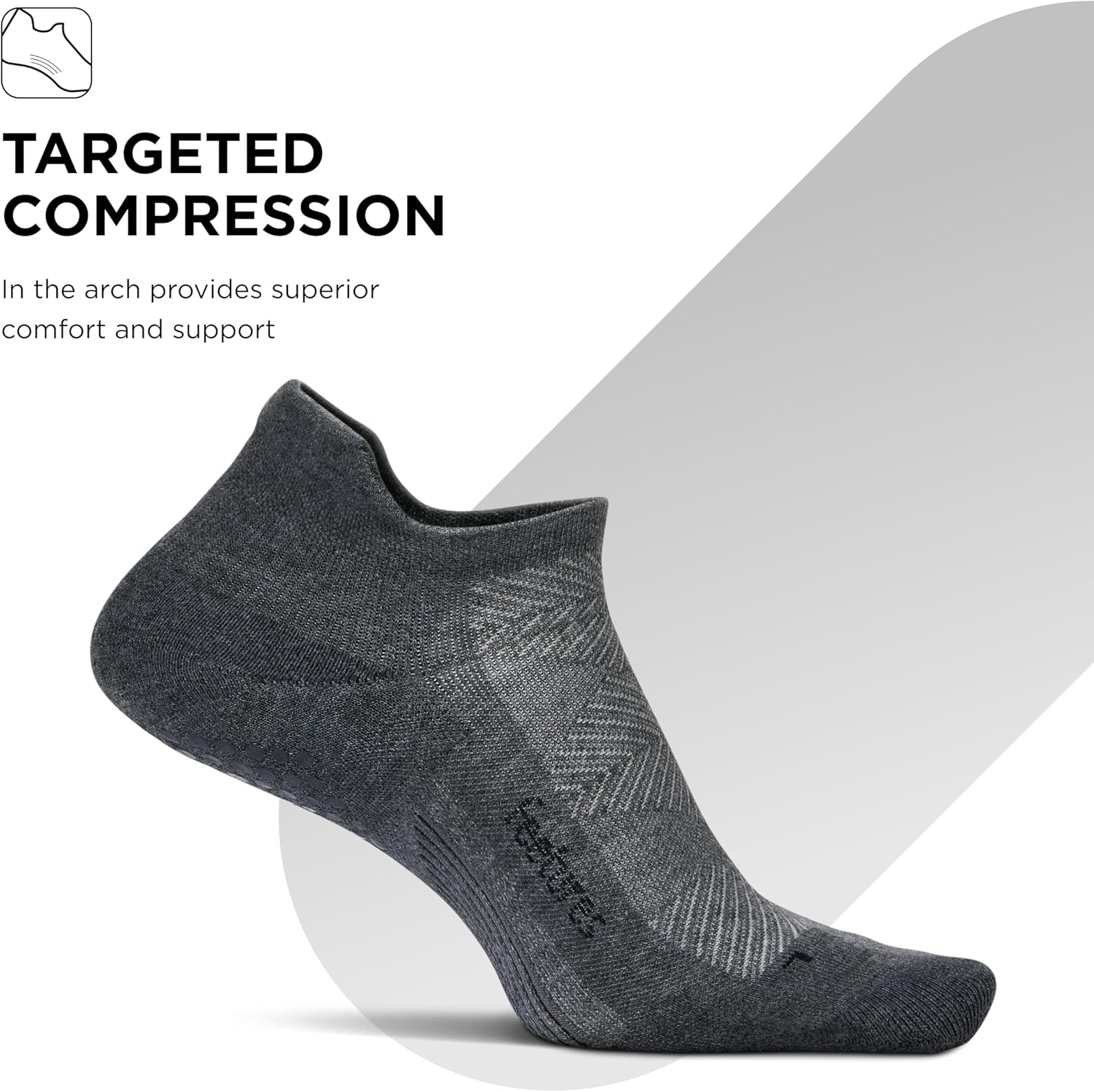 Feetures Elite Max Cushion Grip No Show Tab - Socks with Grippers for Barre, Pilates, Yoga & More - Grippy Socks
