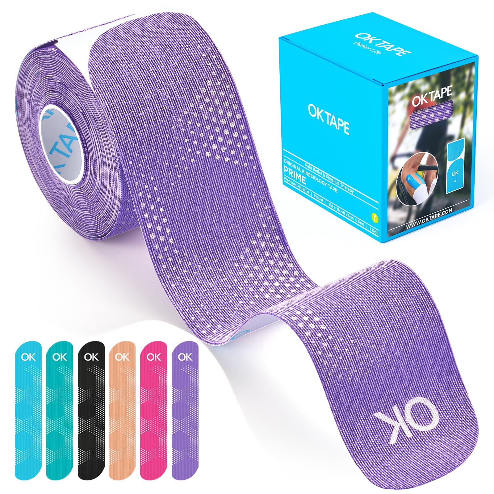 OK TAPE Synthetic Kinesiology Tape Precut Strips Waterproof Elastic Athletic Tape for Pain Relief Muscle Support Reflective Design