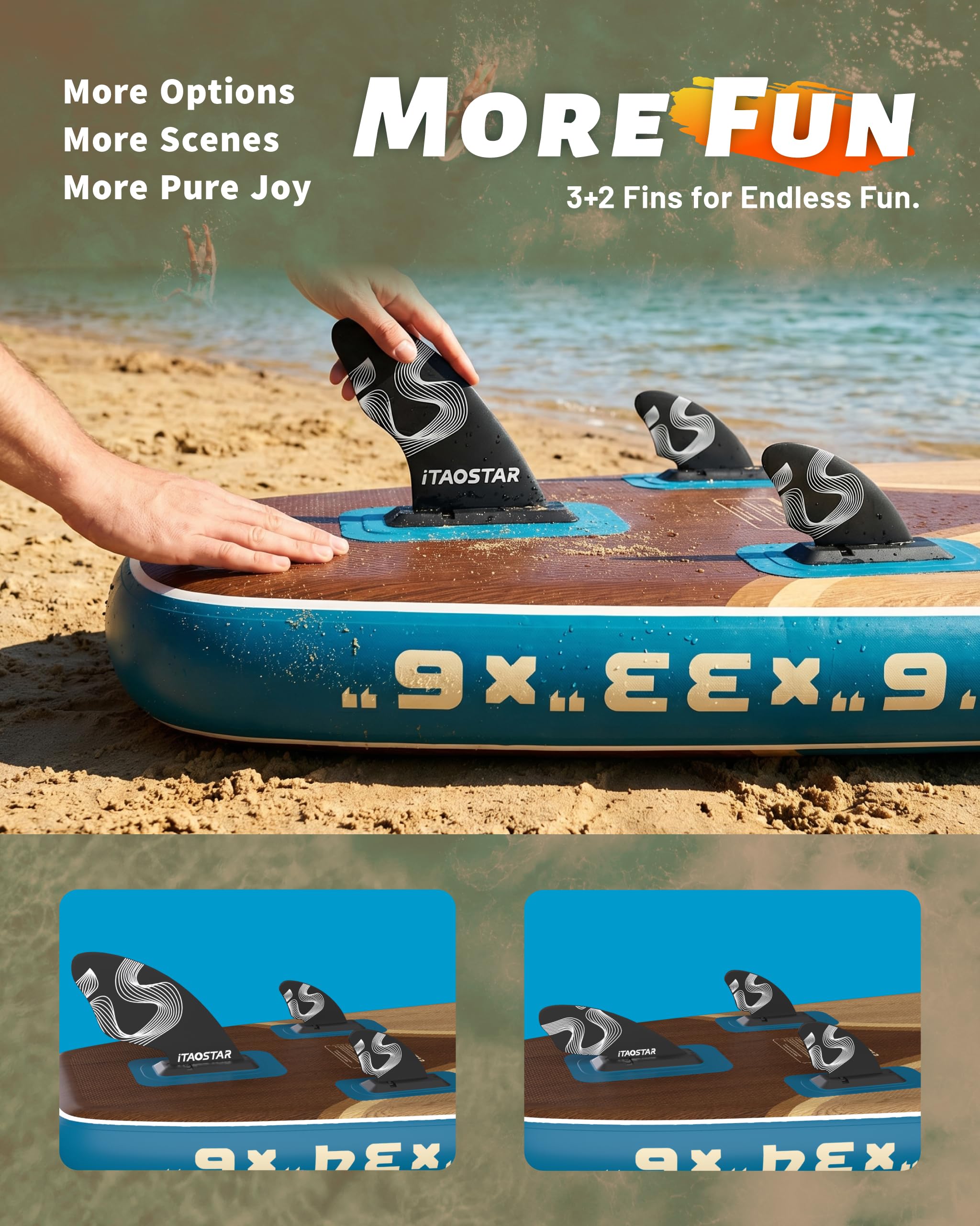 iTAOSTAR Wild 335 × 91/350 × 86/381 × 83 cm Aufblasbares Paddle Board mit Sitz, One-Stop Premium SUP Board Gears, Tailored 5 Fins, Stabile aufblasbare Stand Up Paddle Boards für Jugendliche/Erwachsene