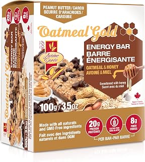 Oatmeal & Honey Protein - Energy Bar, Gluten Free Snack, High in Fiber, Panut Butter Carob, 100g Bar (6 count)
