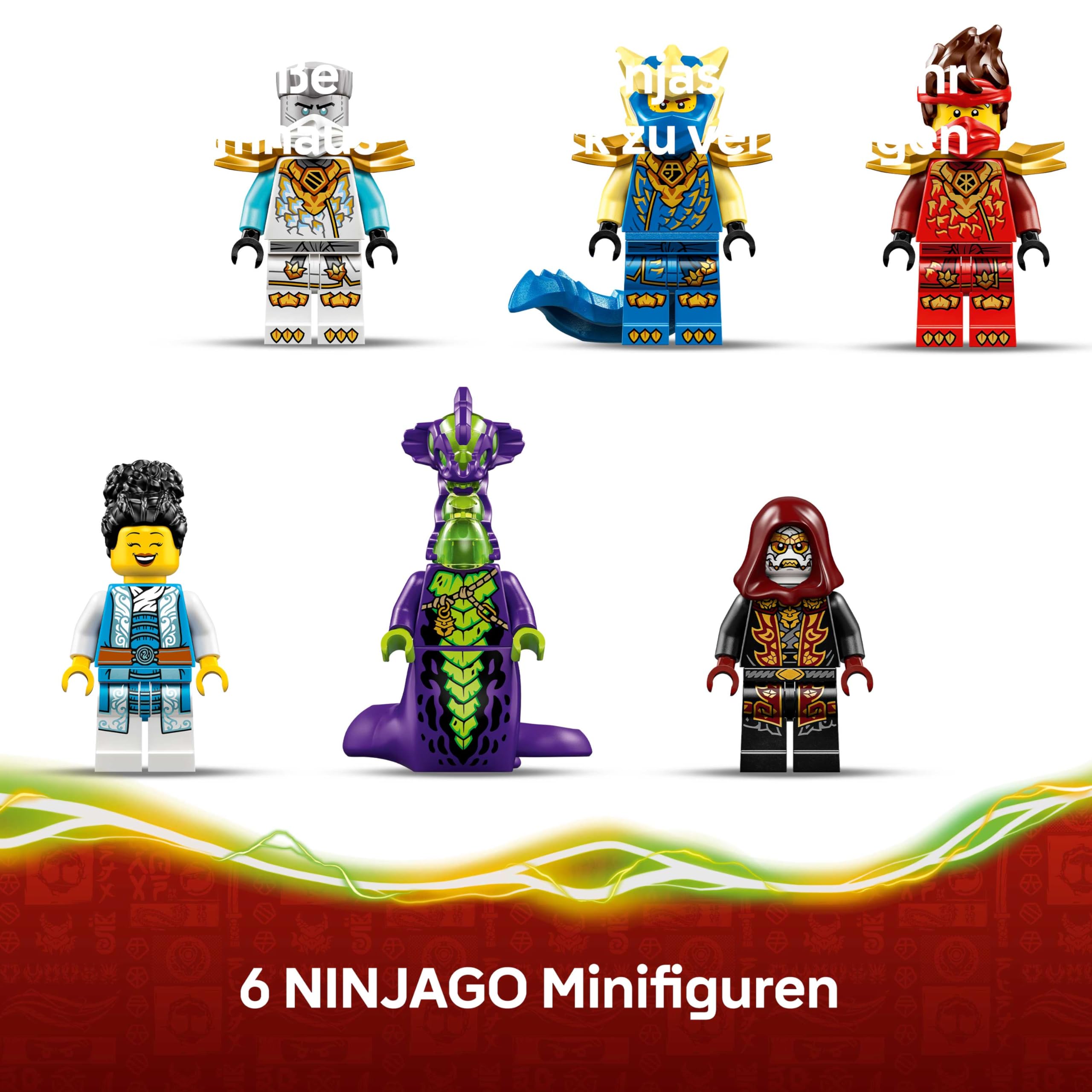 LEGO NINJAGO Showdown am Baumhaus mit dem Ninja-Bike - Action Spielzeug mit Motorrad, Hubschrauber, 6 Minifiguren und Schwertern - Geschenk für Jungen ab 7 Jahren und Fans - 71857