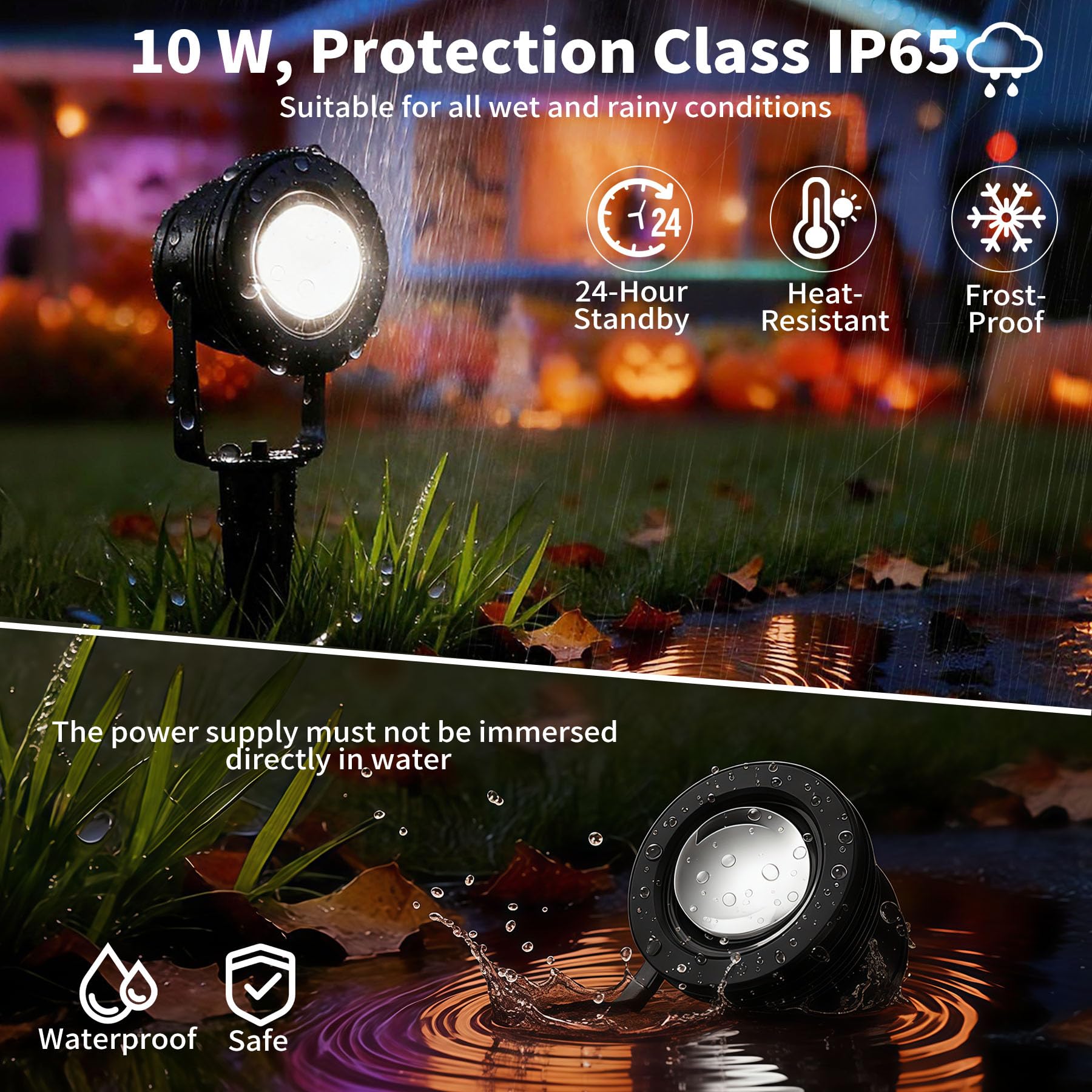 4 x 10 W RGB Zewnętrzny reflektor LED, światło ogrodowe LED, ciepła biała dekoracyjna lampa do ogrodu, podwórka, podjazdu [klasa efektywności energetycznej A+]