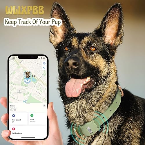 Miniatura 3 de WLIXPBB Airtag - Collar de cuero para perro pequeño mediano y grande ajustable de cuero suave acolchado collar de hebilla de metal resistente con
