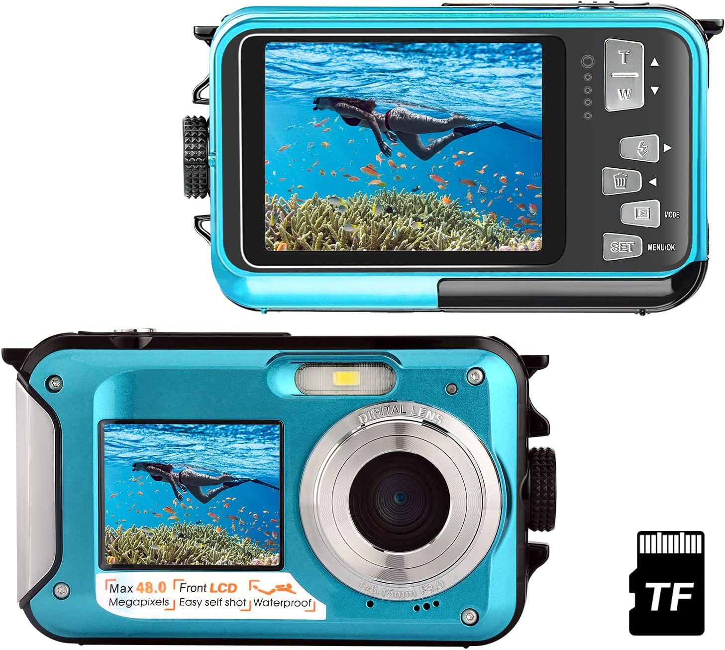 Amazon.com : Upgraded Waterproof Digital Camera, 48MP 2.7K 16X Zoom ...