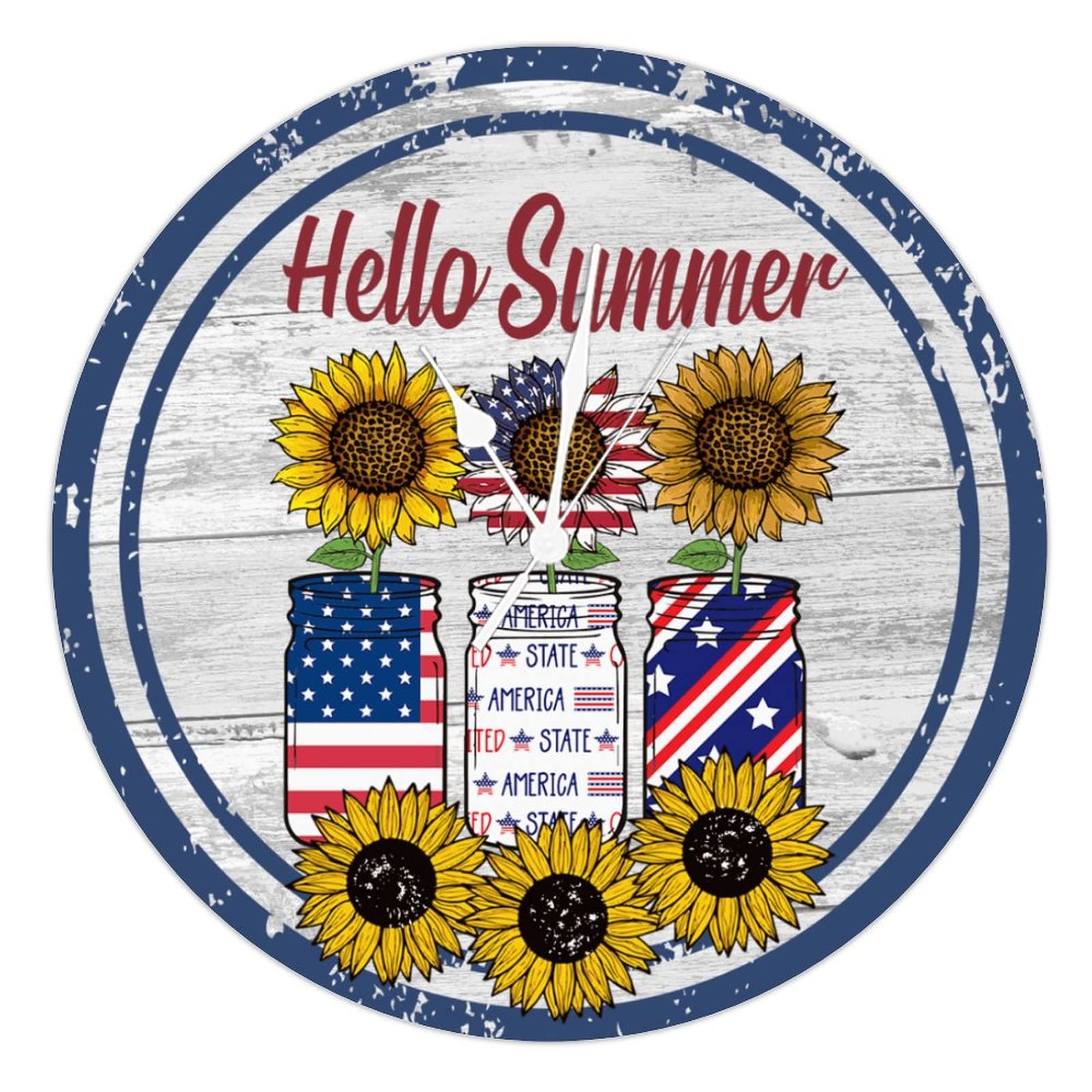 Horloge en bois Hello Summer décoration chalet et ferme