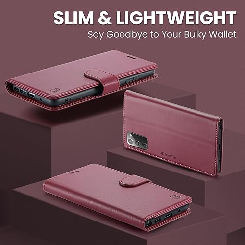 Miniatura 8 de Funda tipo cartera para Samsung Galaxy Note 20 5G con bloqueo RFID, soporte para tarjetas de crédito, de piel sintética, función atril, a prueba de