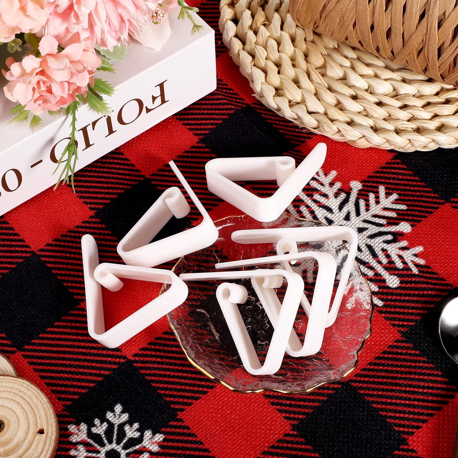 Ichigo Ichie 100 Piezas Pinzas para Sujeta Manteles de Mesa Exterior, Clips para Sujetar de Mantel de Mesa, Pinza Sujeción Mantel, Ideal para Cumpleaños, Fiestas, Picnics, Bodas y Buffets, Blanco