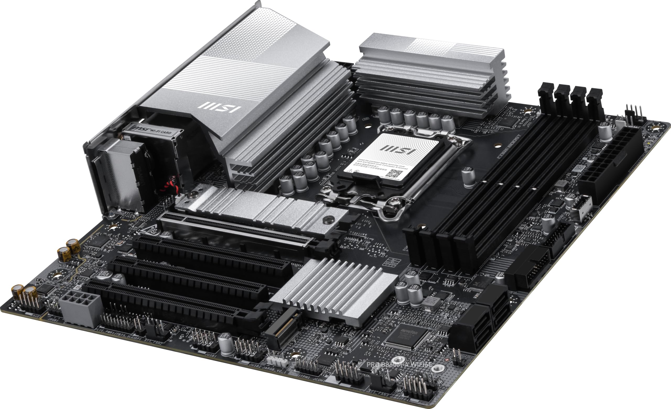 MSI Scheda madre PRO B860M-A WIFI6E, mATX, supporta processori Intel Core Ultra (serie 2), LGA 1851-12 DRPS, DDR5 Memory Boost (8800+ MT/s OC), PCIe 5.0 x16 e 4.0 x16, M.2 Gen5, Wi-Fi 7, LAN 5G