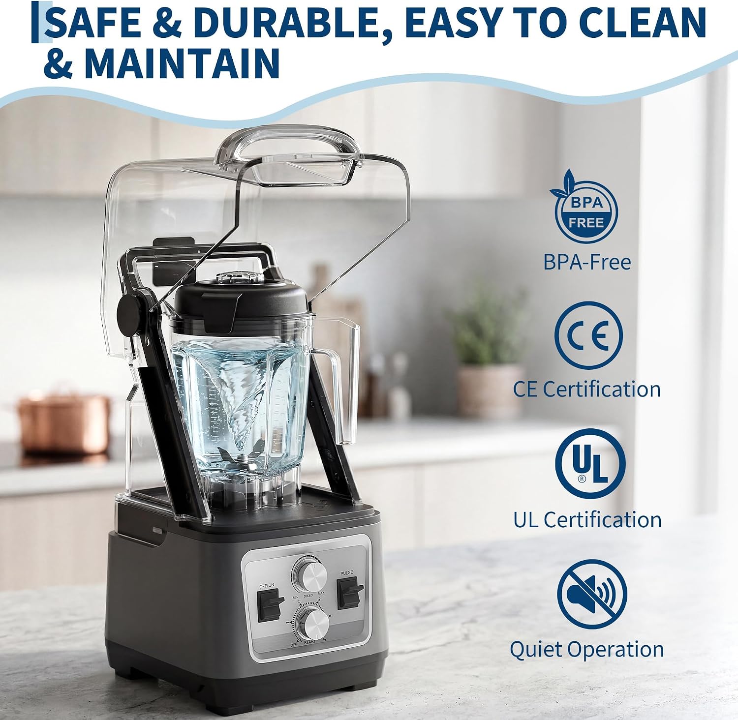 Garvee 68Oz-Commercial Blender, 26000 RPM, Dual Knob Control w/Timer