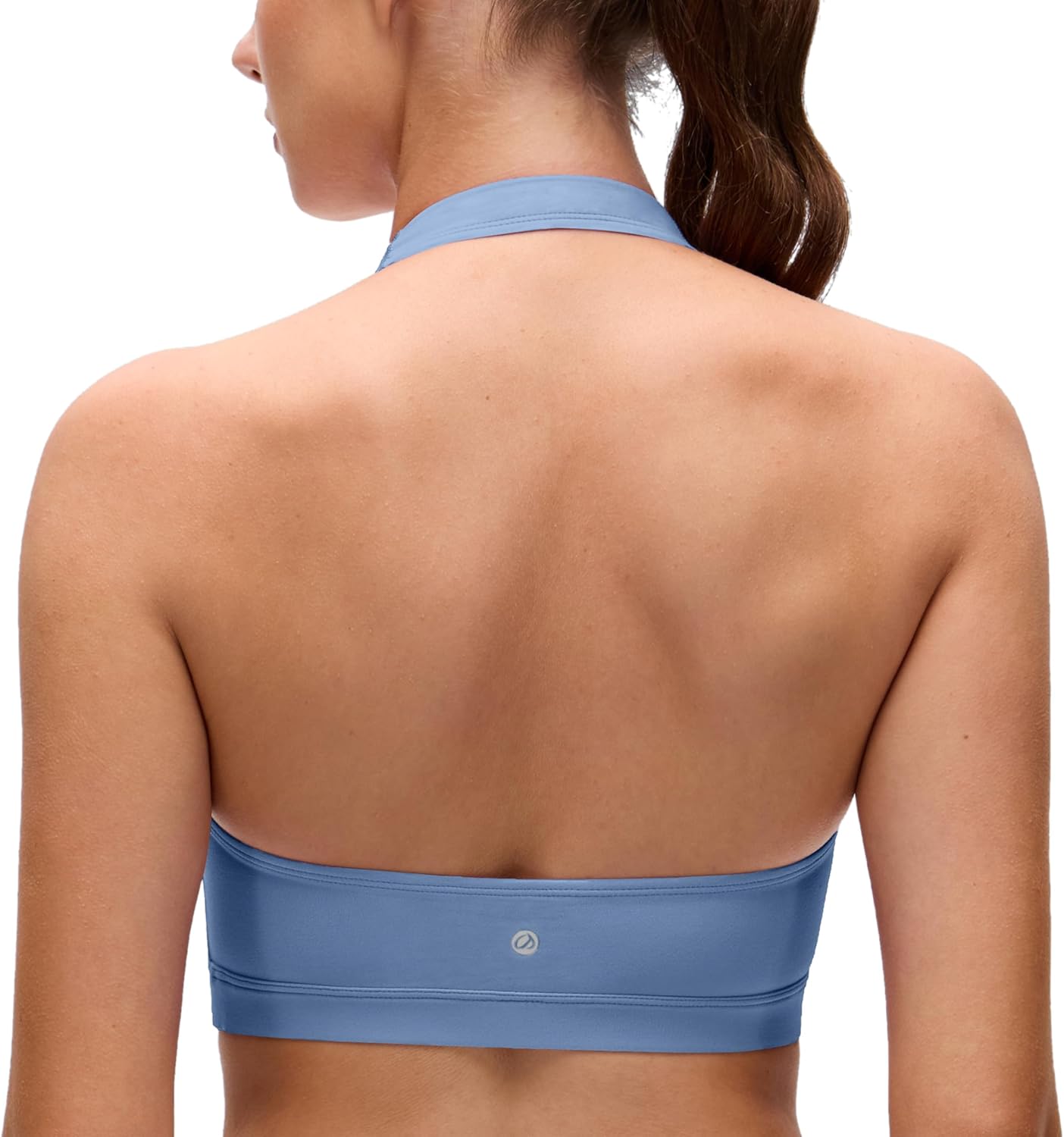 CRZ YOGA Butterluxe Halter Sports Bras for Women - Scoop Neck Padded Open Back Yoga Crop Gym Tops Low Impact