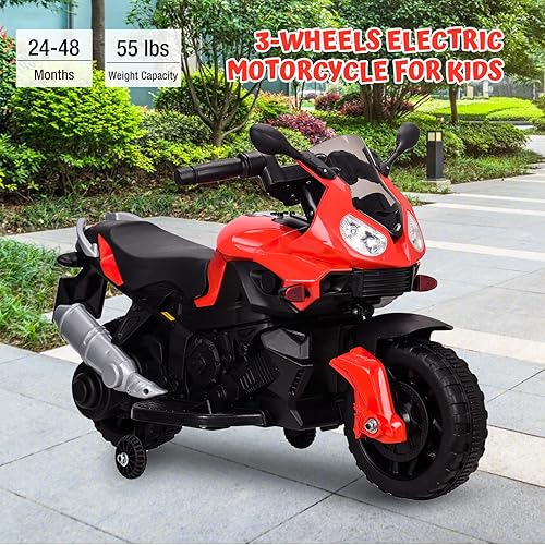 Miniatura 7 de JOINATRE Motocicleta eléctrica para niños juguete de motocicleta de 6 V alimentado por pilas para niños y niñas juguetes de montar con pedal bocina