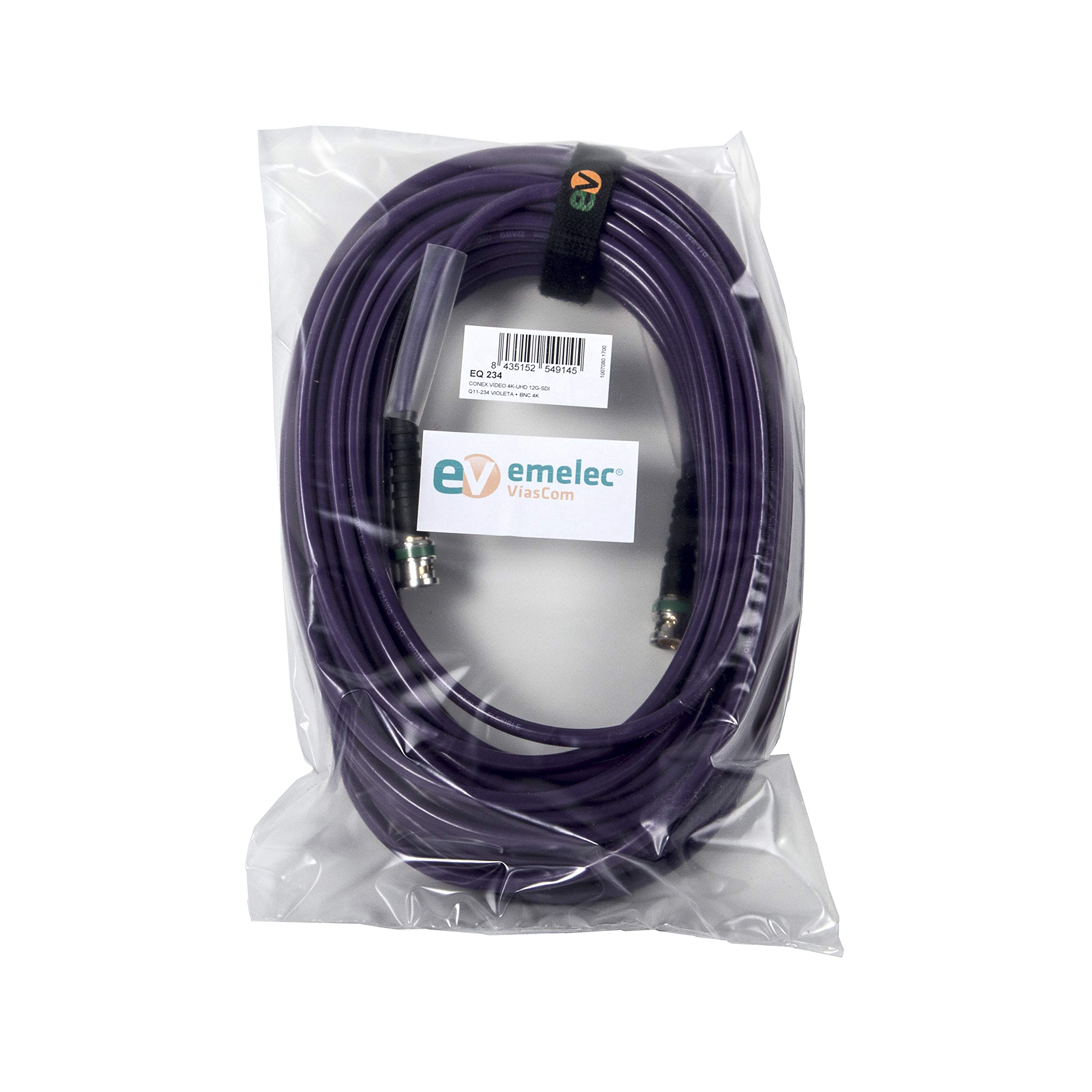 Emelec VíasCom EQ234/0200 – 20,0m Connessione Video 4K-UHD 12G-SDI (0,76/3,40/6,00) con BNC 4K-UHD – Conduttore Multifilare – Colore Viola – PVC Flessibile