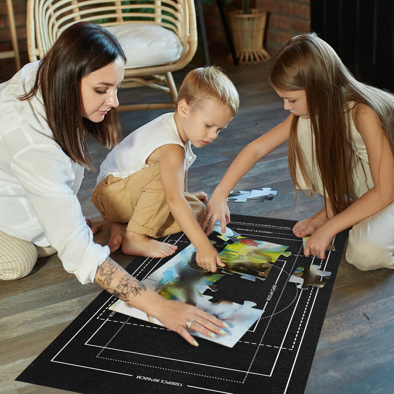 Zatixbu Tapete Puzzle 1500 Piezas, Portátil Alfombra Puzzle con Bomba Inflable, Antideslizante Puzzles Mat para Almacenar Rompecabezas