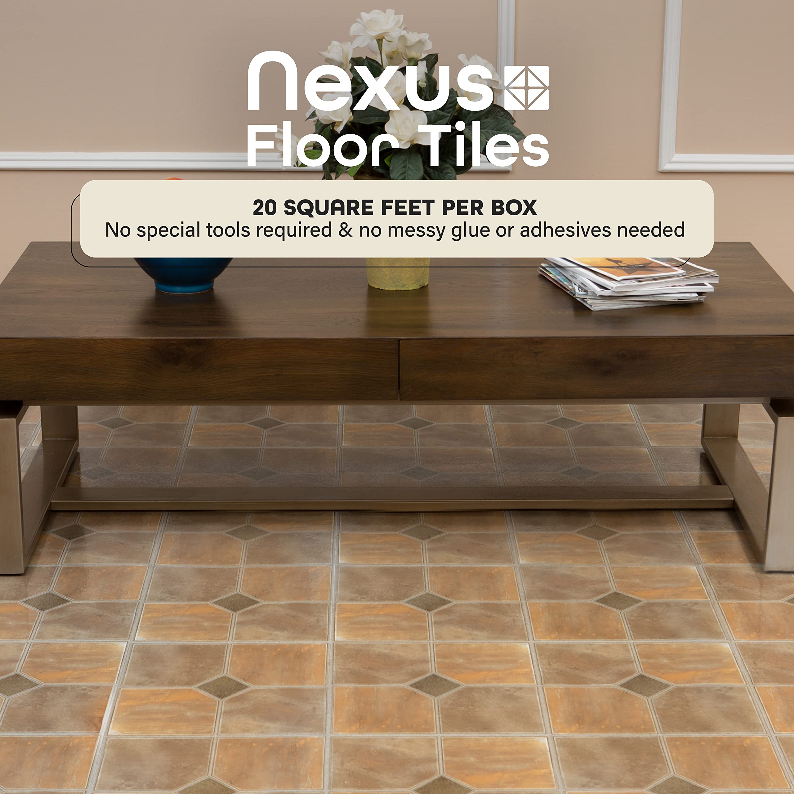 Achim Home Furnishings FTVGM32620 Nexus 12-Inch Vinyl Tile, Geo Rustic Slate, 20-Pack