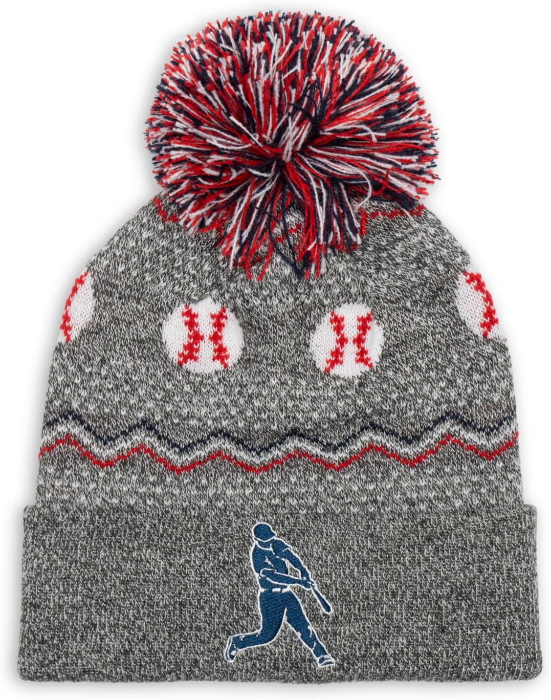 ChalkTalkSPORTS Baseball Knitted Beanie Hat | Baseball Pom Beanies