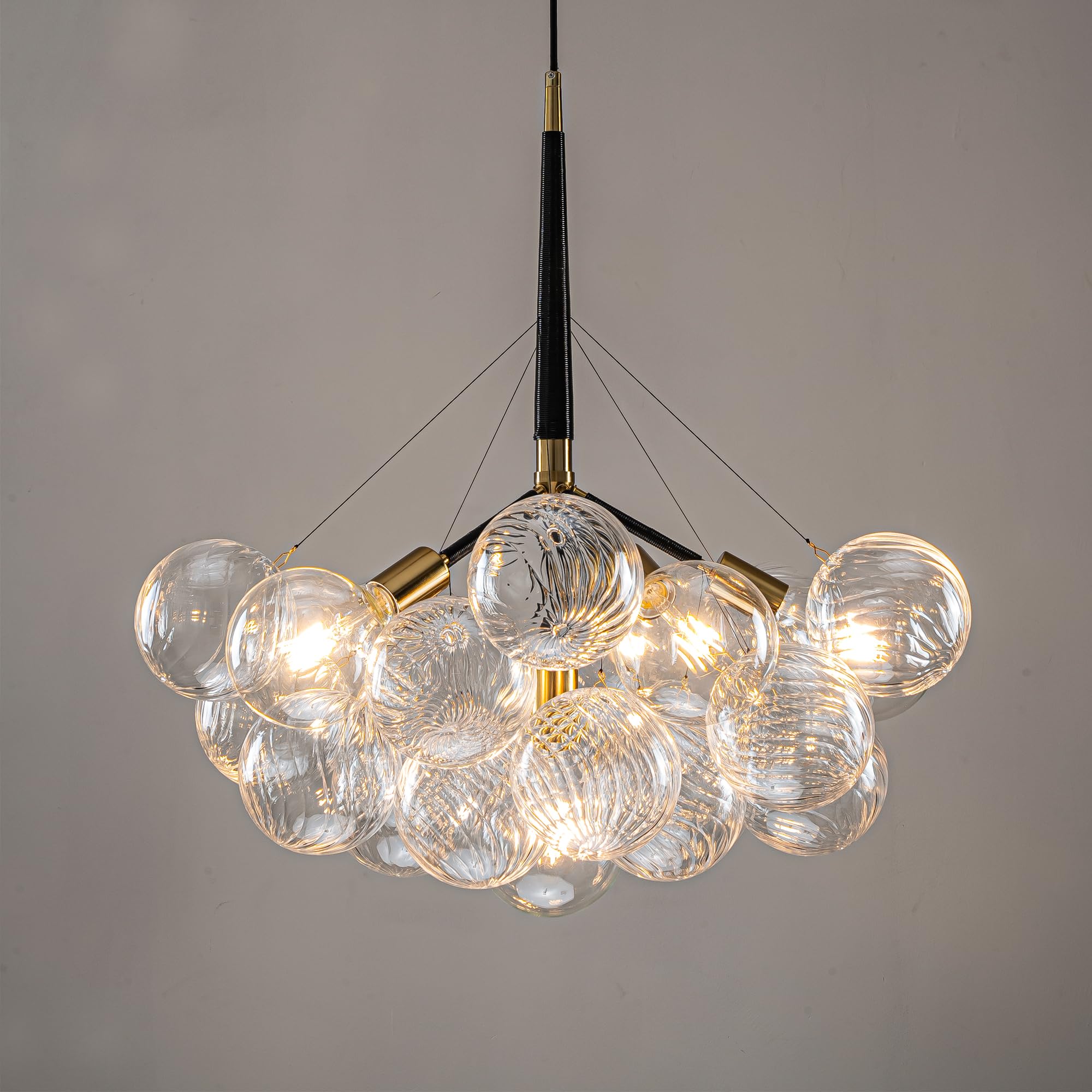 BeyPan Mid-Century Bubble Ball Chandelier Black Gold 6-Light