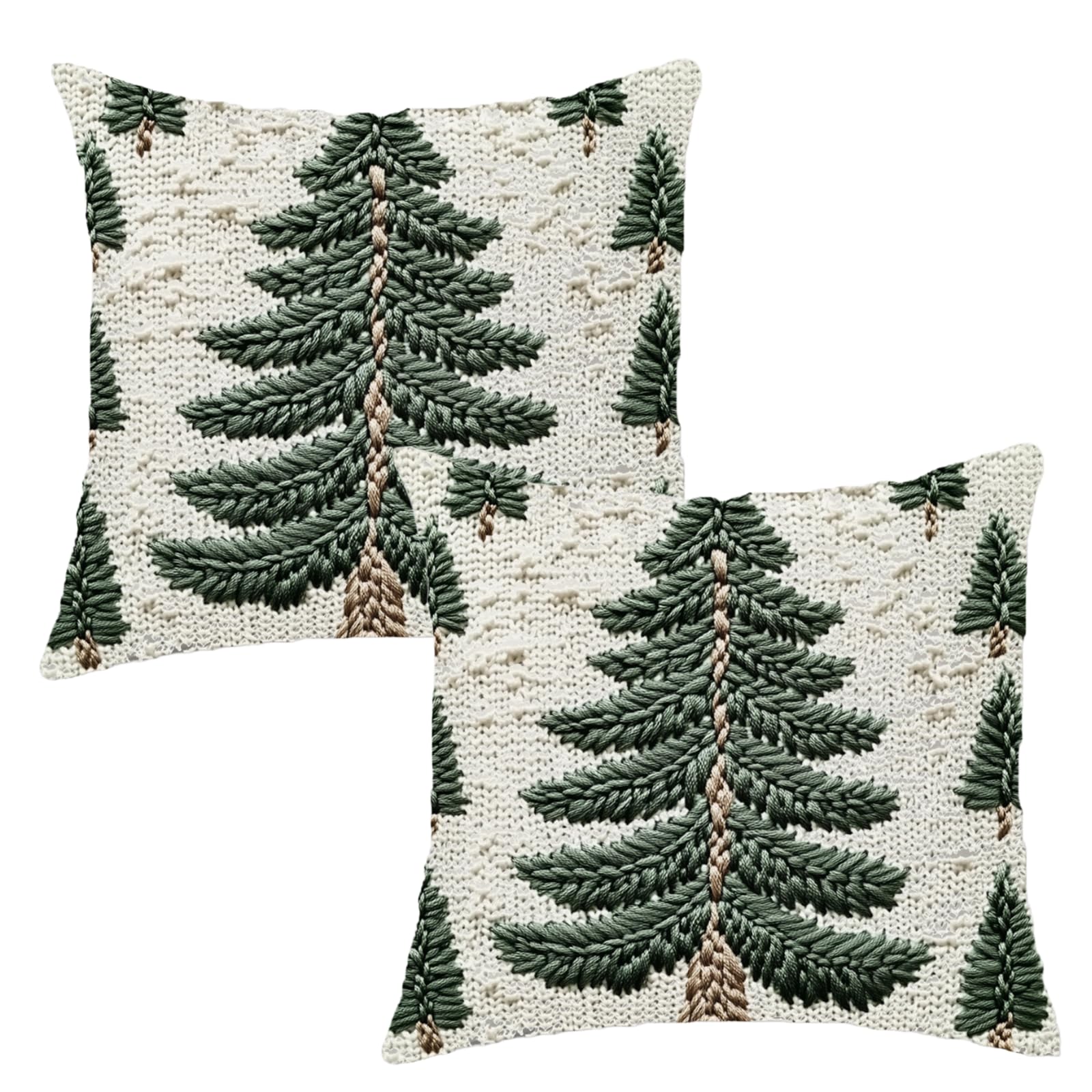 Tivleed Green Cushion Covers, Christmas Cushion Covers, Christmas Decorations, Set of 2 christmas Tree Design Square Pillow Covers 45x45cm, Soft Smooth Feel for Sofa Bedroom Home Holiday Decor