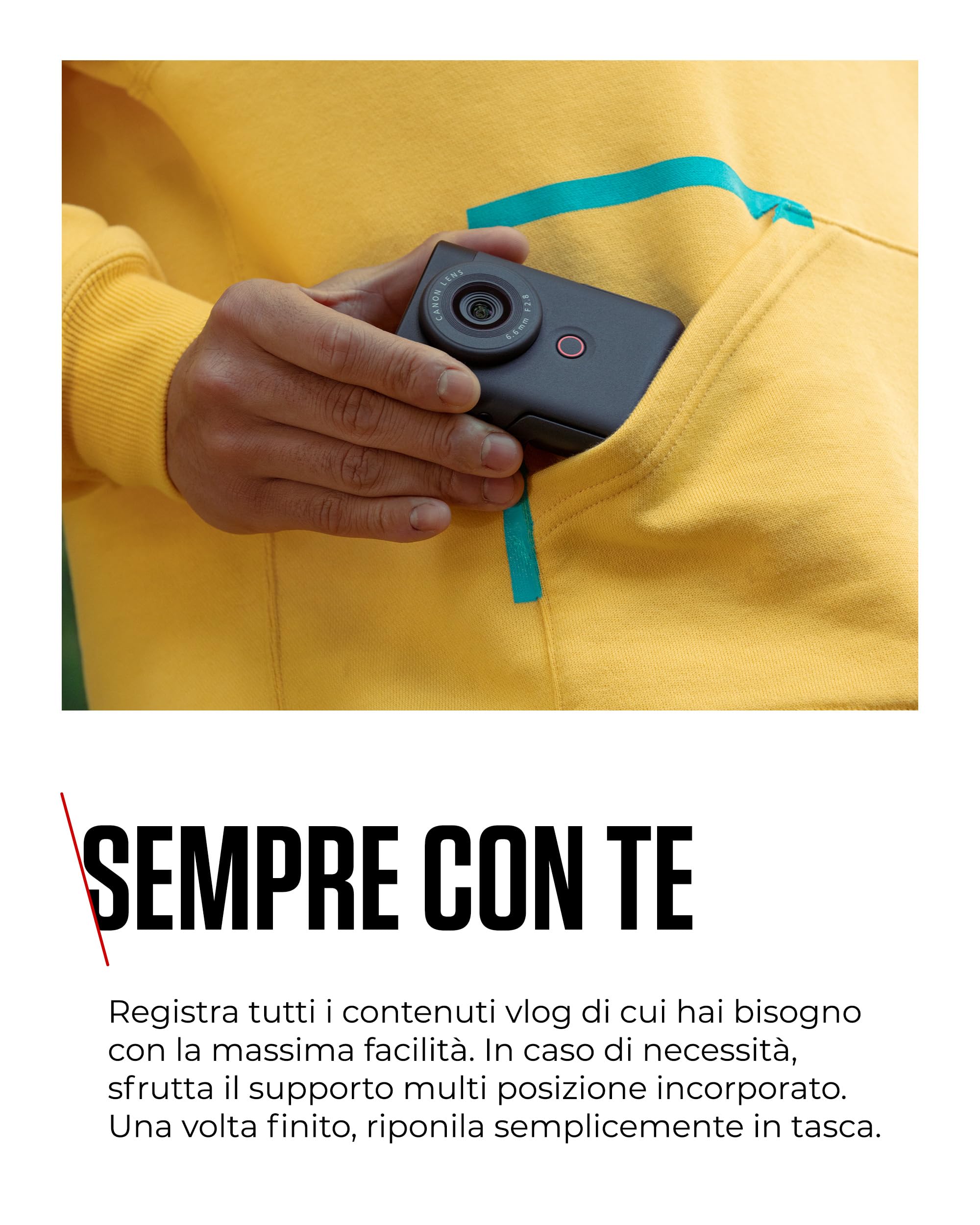 Canon PowerShot V10 Starter Kit per Vlogging - Videocamera 4K UHD Tascabile - Videocamera Digitale con Bluetooth, Wi-Fi - Schermo Inclinabile, Microfoni Stereo, Filtro Anti Vento, Nero