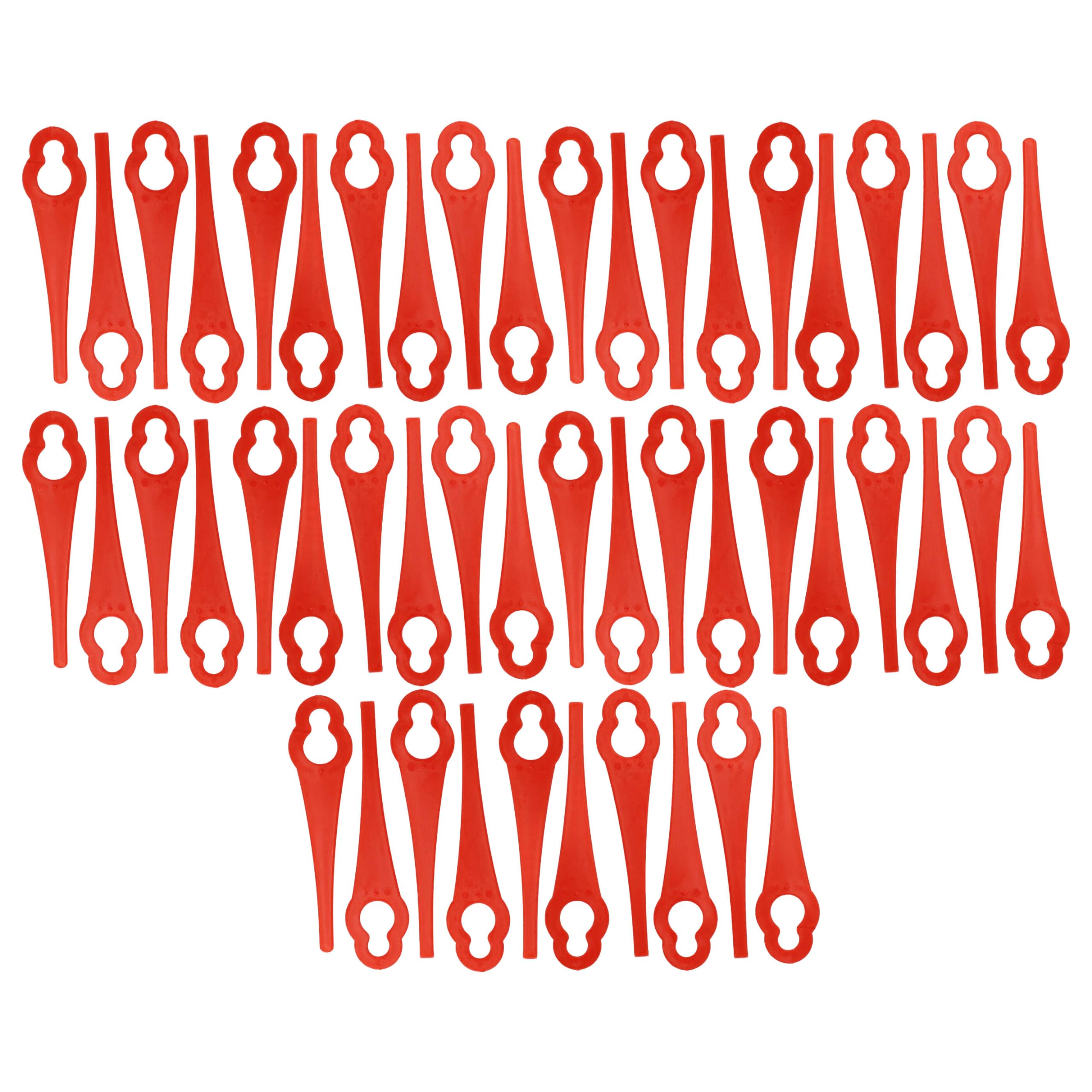 vhbw 50x Ersatz-Messer Ersatz für Recharge Tools GTB-20 | 9363144S für Rasentrimmer - Ersatzklinge Rot, Nylon / Kunststoff