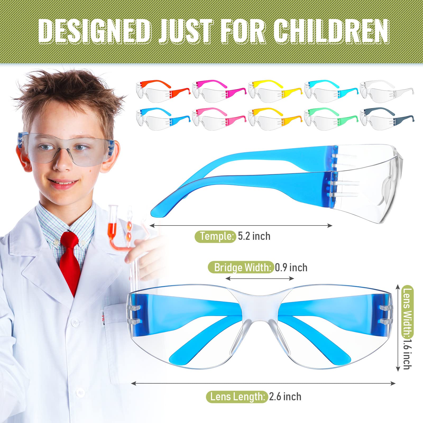 Macarrie 100 Stück Kinder-Schutzbrillen für Kinder, Schutzbrillen für Labor, Sport, Schießen