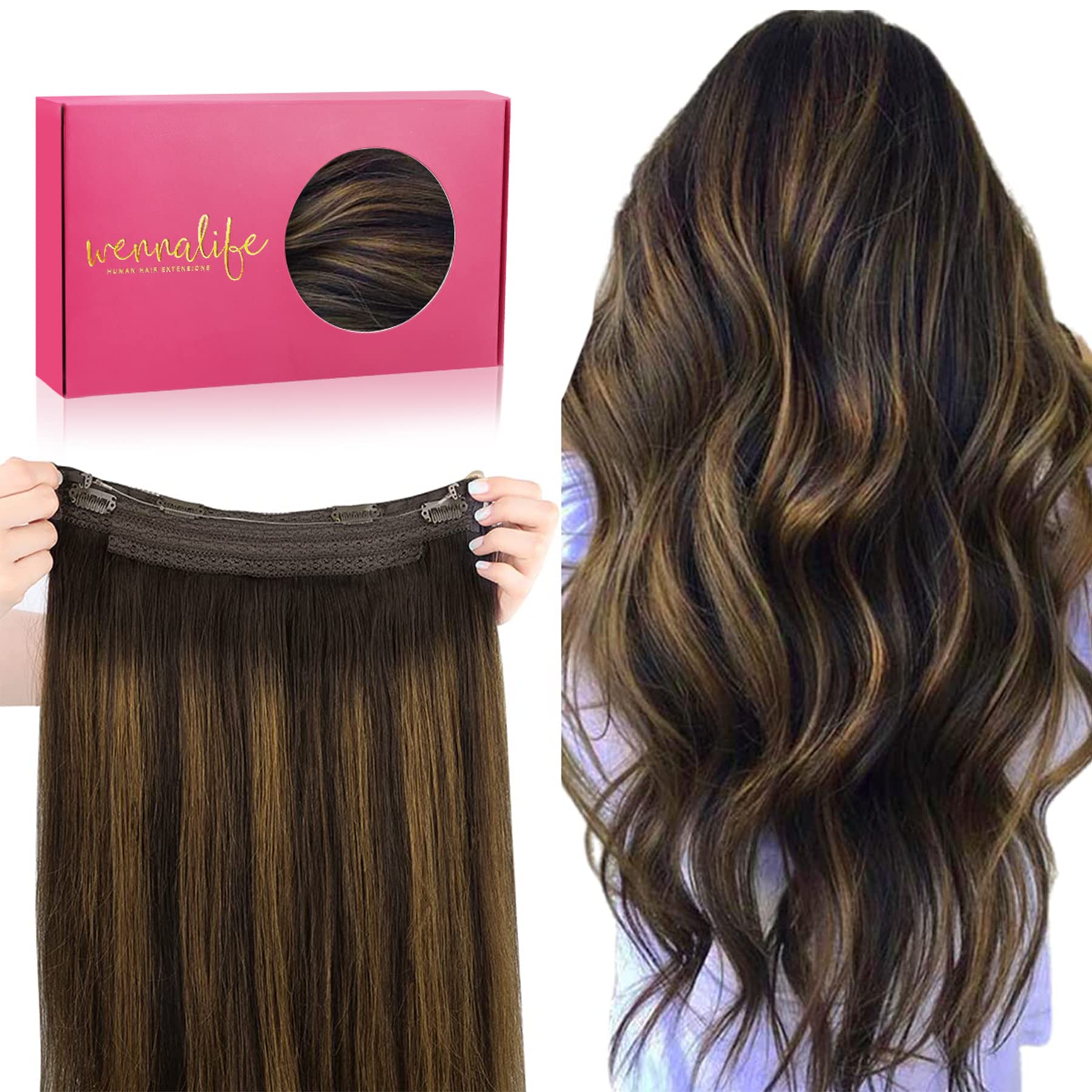 Buy WENNALIFE Wire Hair Extensions, 12 inch 70g Balayage Dark Brown