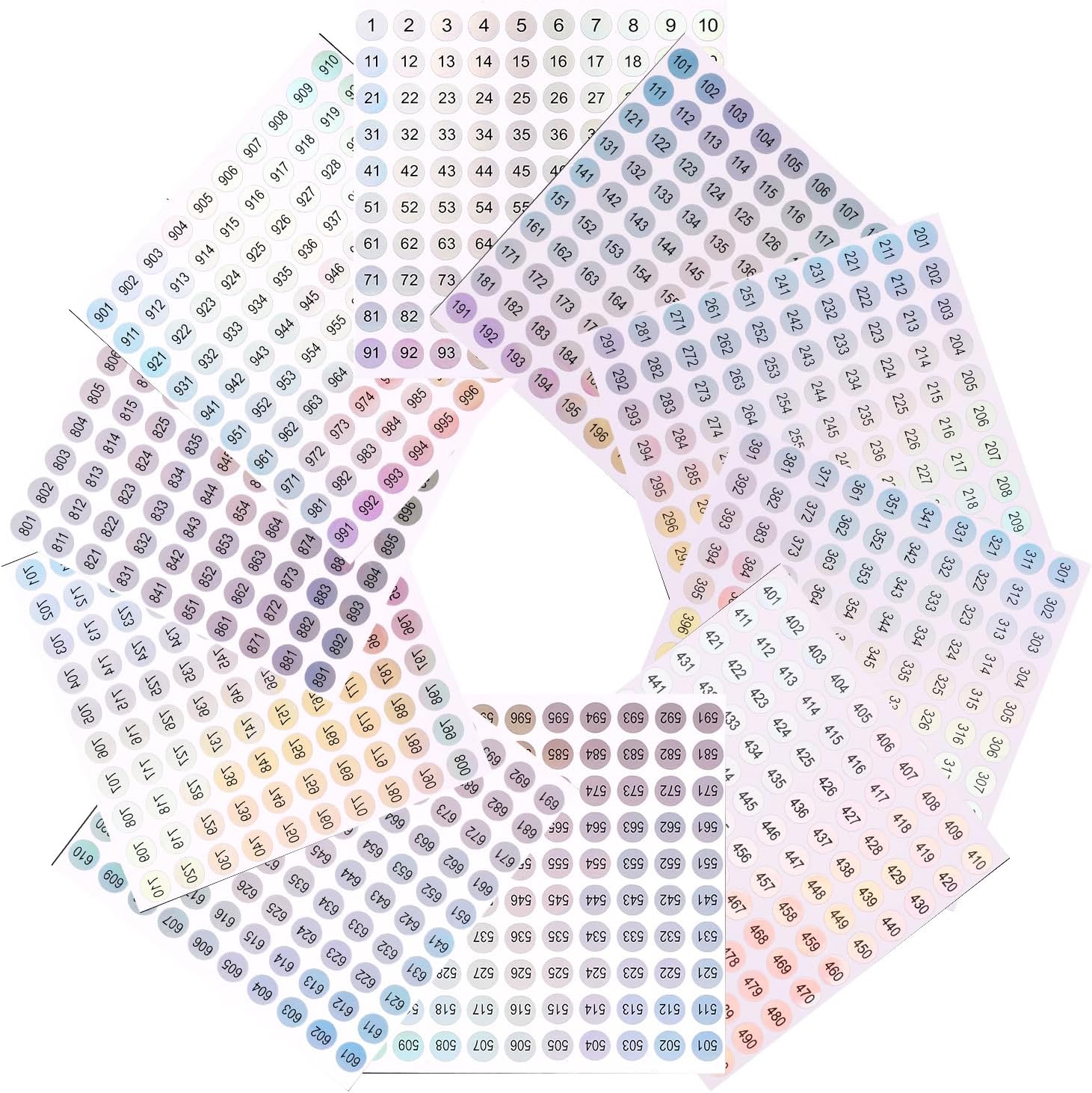 20pcs Number Stickers, 1-100 Reflective Holographic Mini Number Self-Adhesive Inventory Label Small Tiny Coding Waterproof Round Stickers for Nail Art Storage