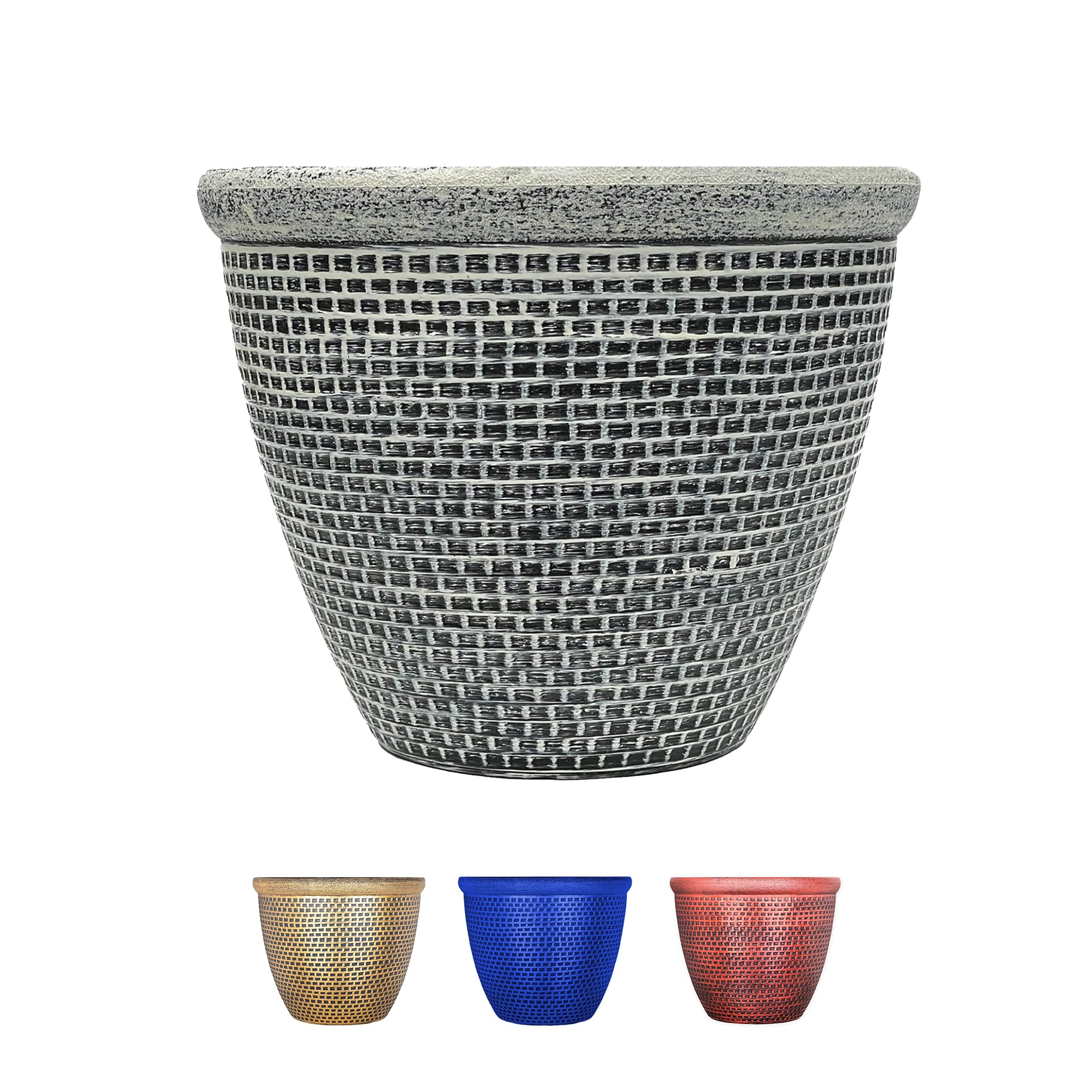 SG Traders Plastic Round Cromarty Plant Pot Flower Pot Planter Garden Decoration Antique Silver 25cm Plant Pots Outdoor Flower Pots Outside Garden Planters Outdoor With Drainage Holes (Pack of 1)