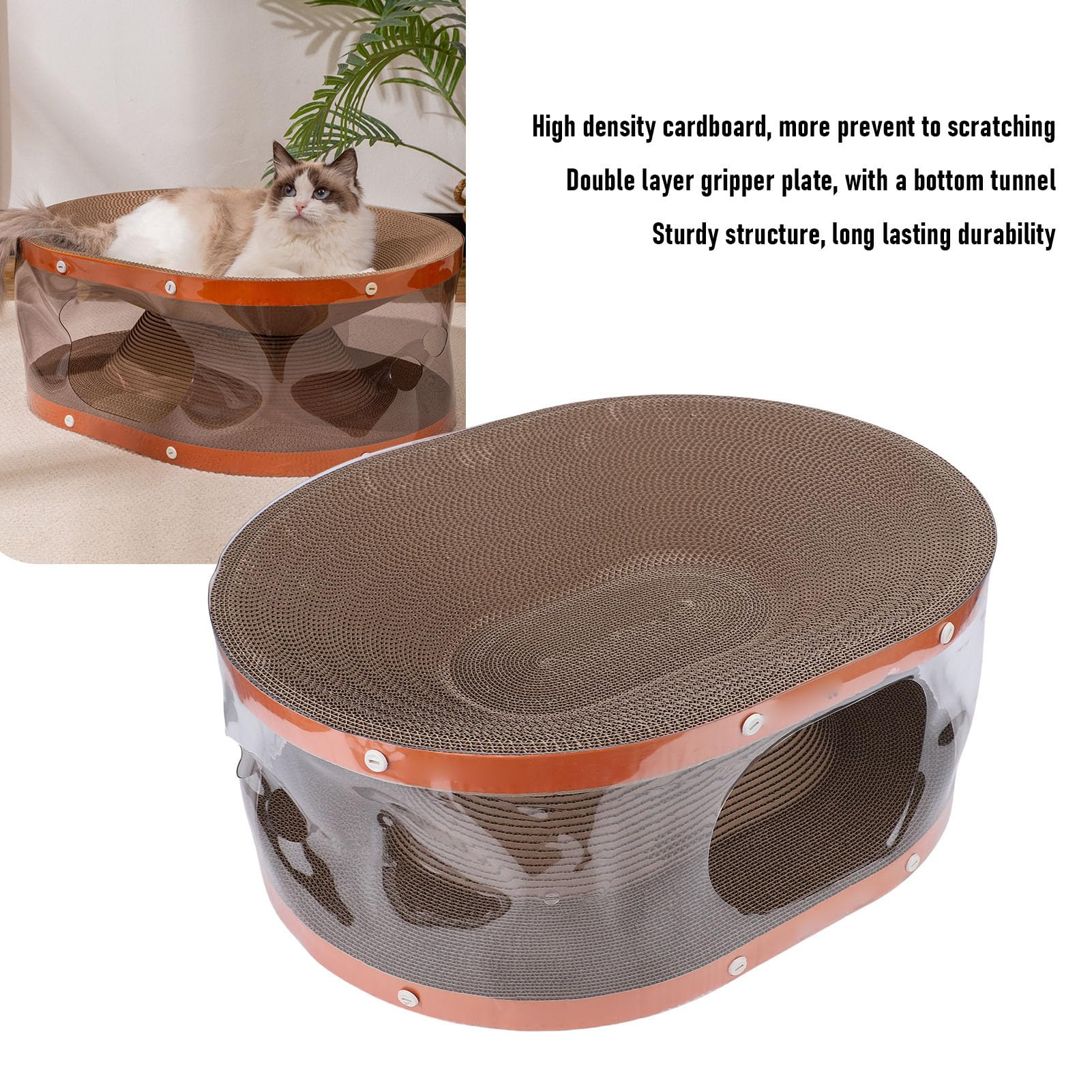 Almohadilla de cama de juguete para gatos, interactiva, divertida, para interiores, multifuncional, soporte de carga suave, cartón corrugado para gatos de 10 kg