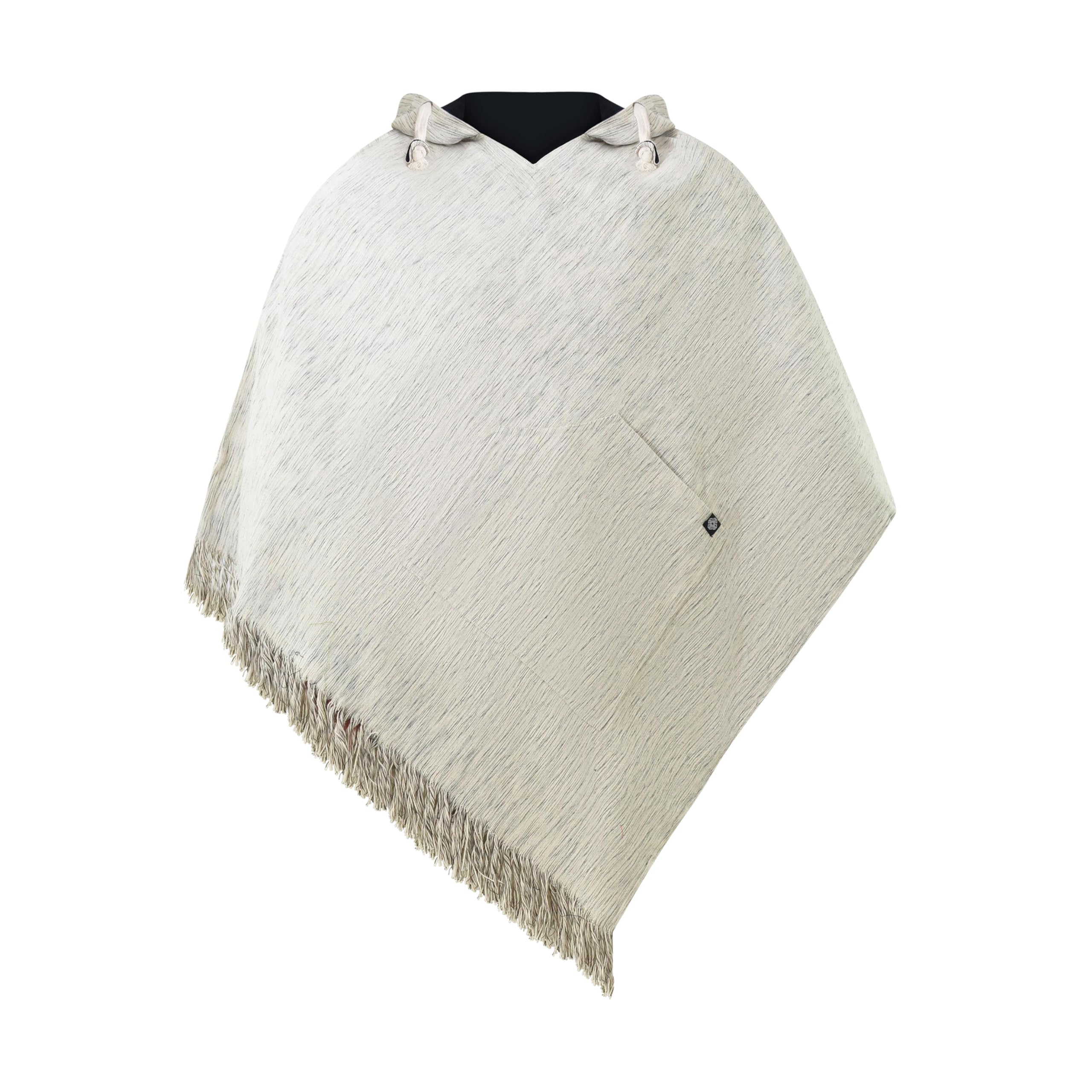 Virblatt Men's Mottled White - Poncho | 100% Cotton | Mexican Poncho Baja Hoodie Poncho Hooded Pancho Warm Hooded Poncho Winter Cape - Abajo Wd Xxl